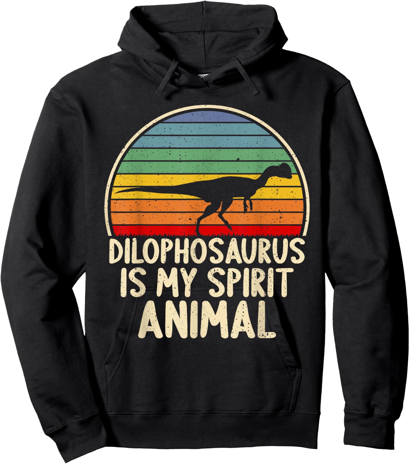 Dilophosaurus My Spirit Animal Dinosaur Lover Vintage Retro Hoodie - Hoodie | Black