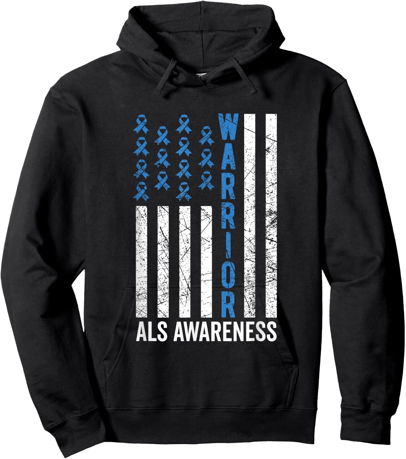 Blue Warrior & Men ALS Awareness Hoodie - Hoodie | Black