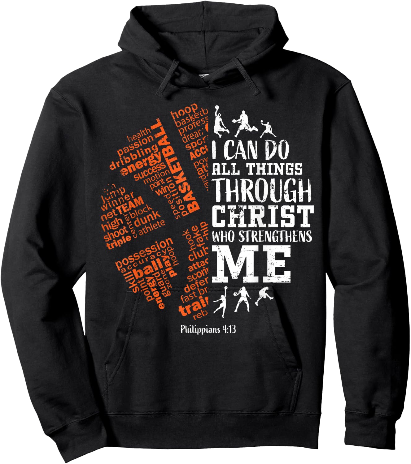 Christian Basketball Bible Verses Men Women Gifts Hoodie - Hoodie | Black