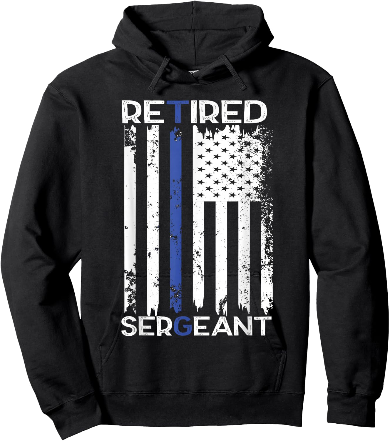 Thin Blue Line Retired Police Sergeant Retirement Gift Hoodie - Hoodie | Black
