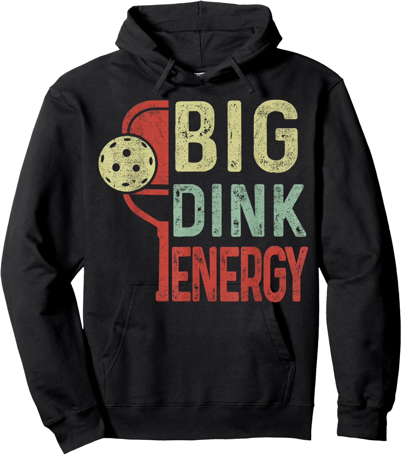 Funny Pickleball-Shirt Big Dink Energy Dad Men Women Vintage Hoodie - Hoodie | Black