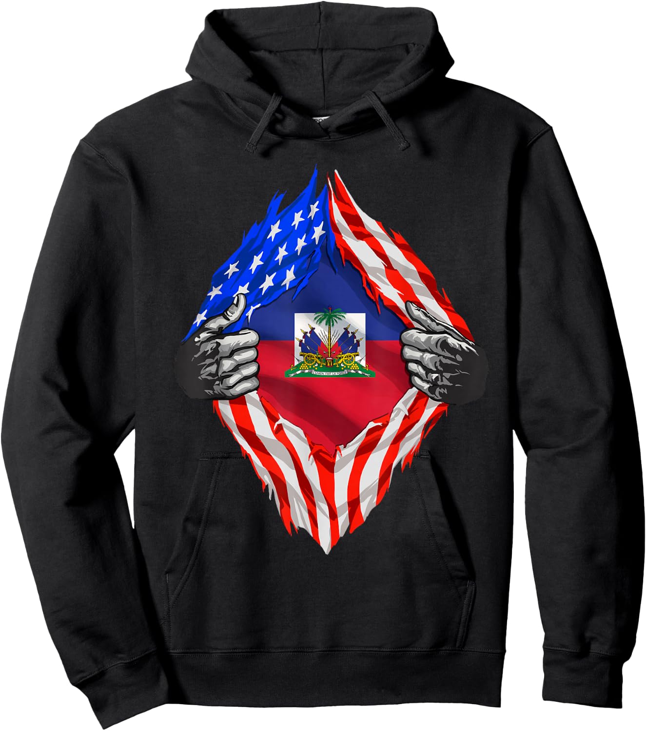 Haiti Shirt American Haitian Flag Day Shirt Haiti Roots Hoodie - Hoodie | Black