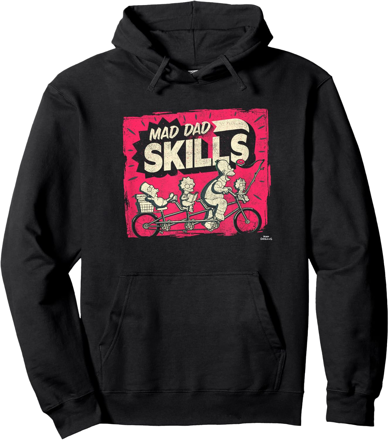 The Simpsons Mad Dad Skills Family Tandem Bike Ride Hoodie - Hoodie | Black