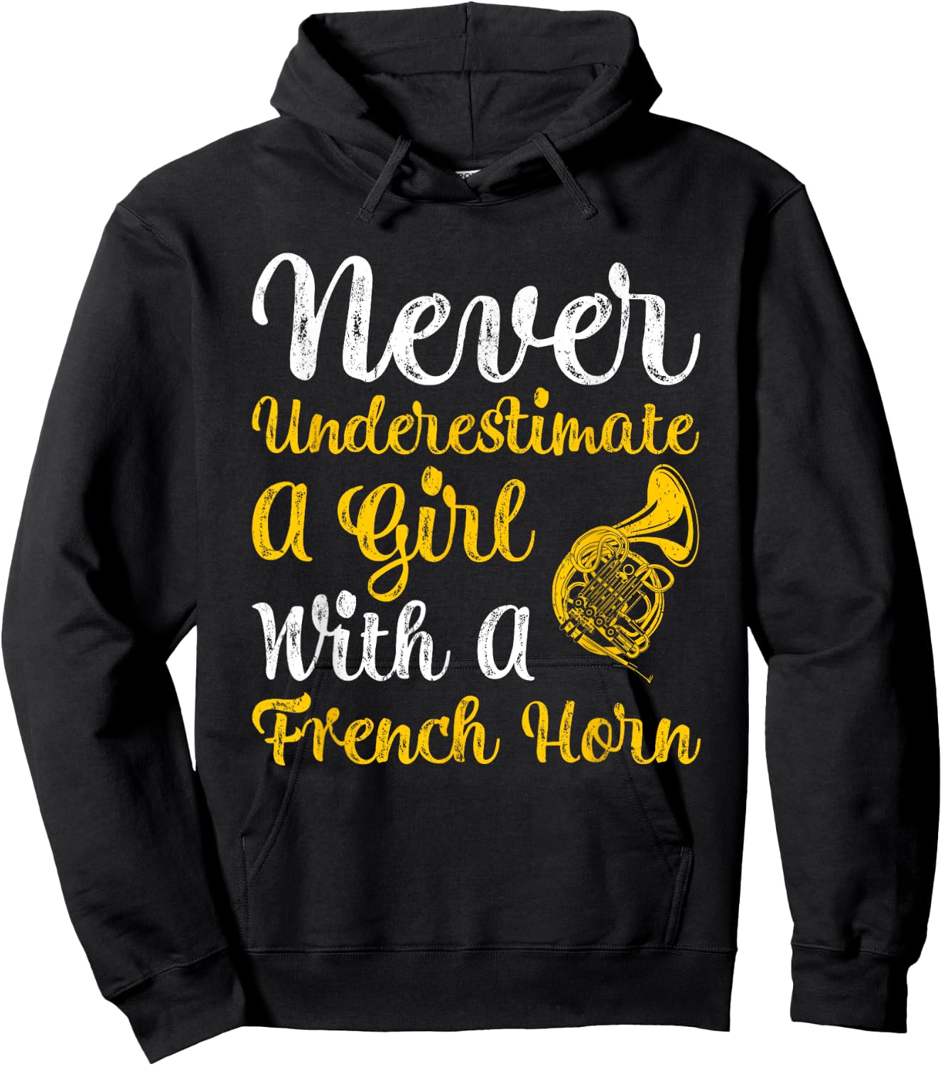 Never Underestimate A Girl With A French Horn Women Gift Hoodie - Hoodie | Black