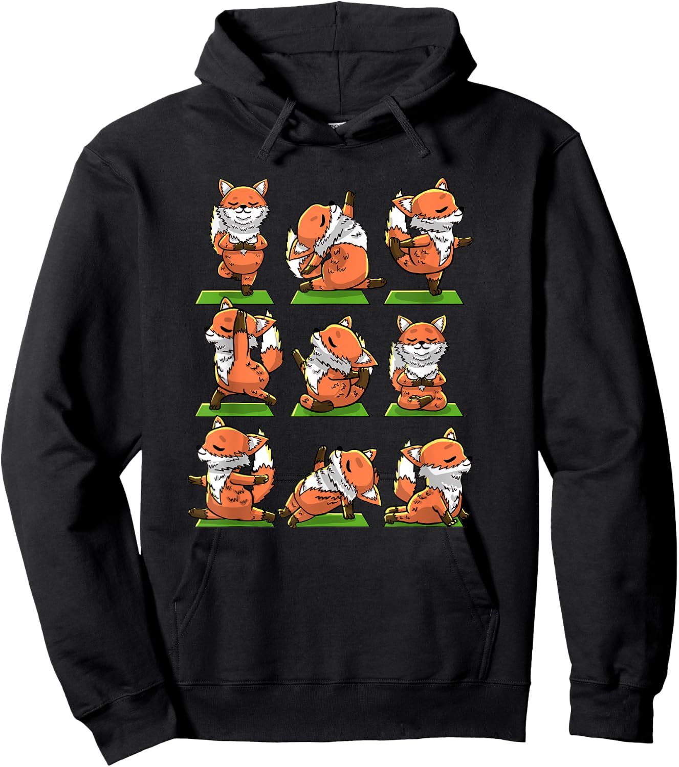 Yoga Foxes Pose Funny Meditation Exercise Animal Lover Gift Hoodie - Hoodie | Black