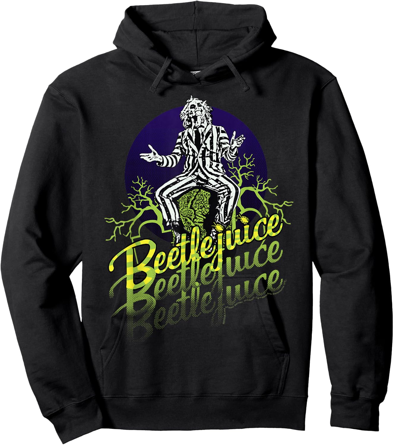Beetlejuice Three Times Text Portrait Hoodie - Hoodie | Black