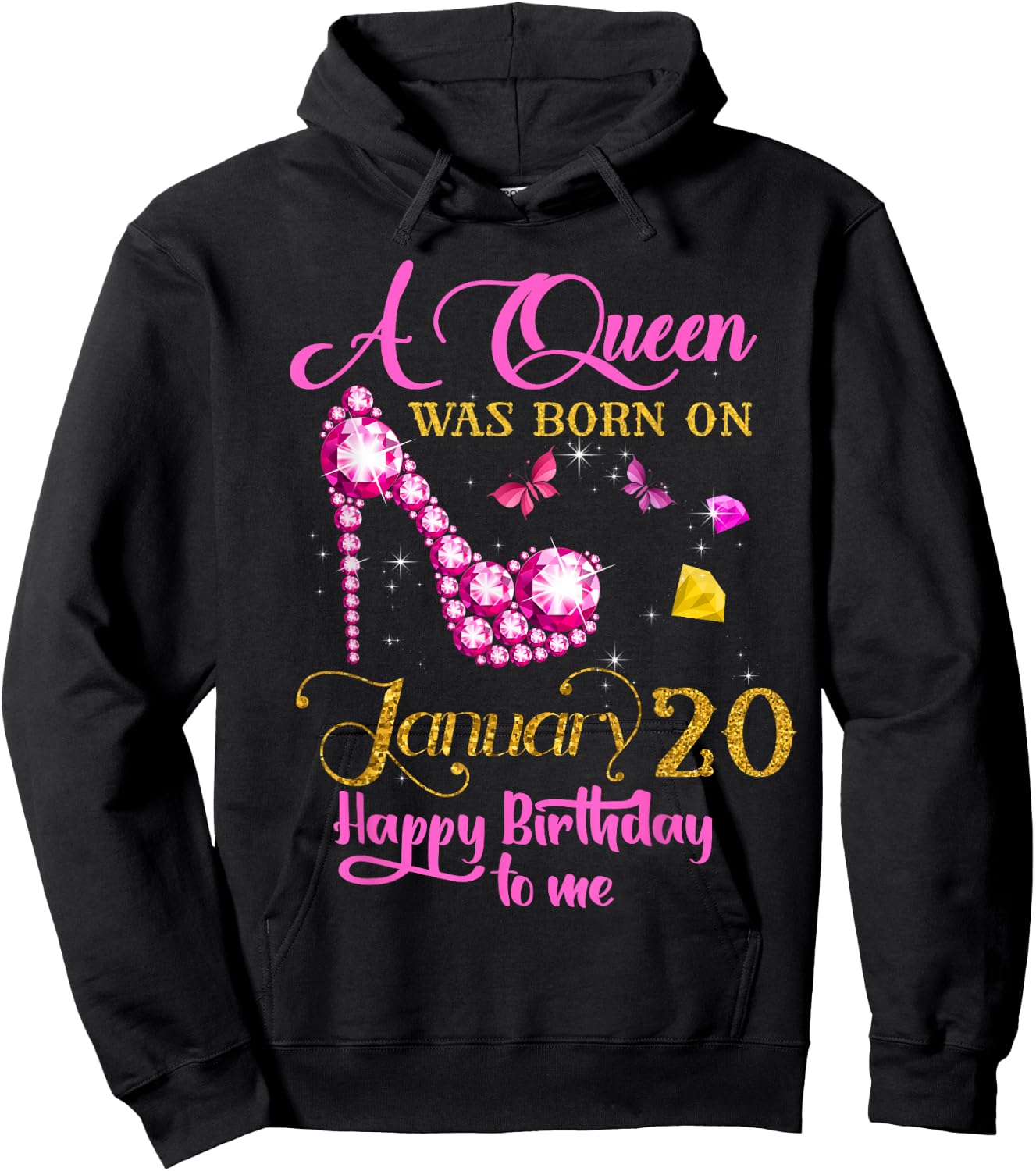 A Queen Was Born on January 20, 20th January Birthday Hoodie - Hoodie | Black