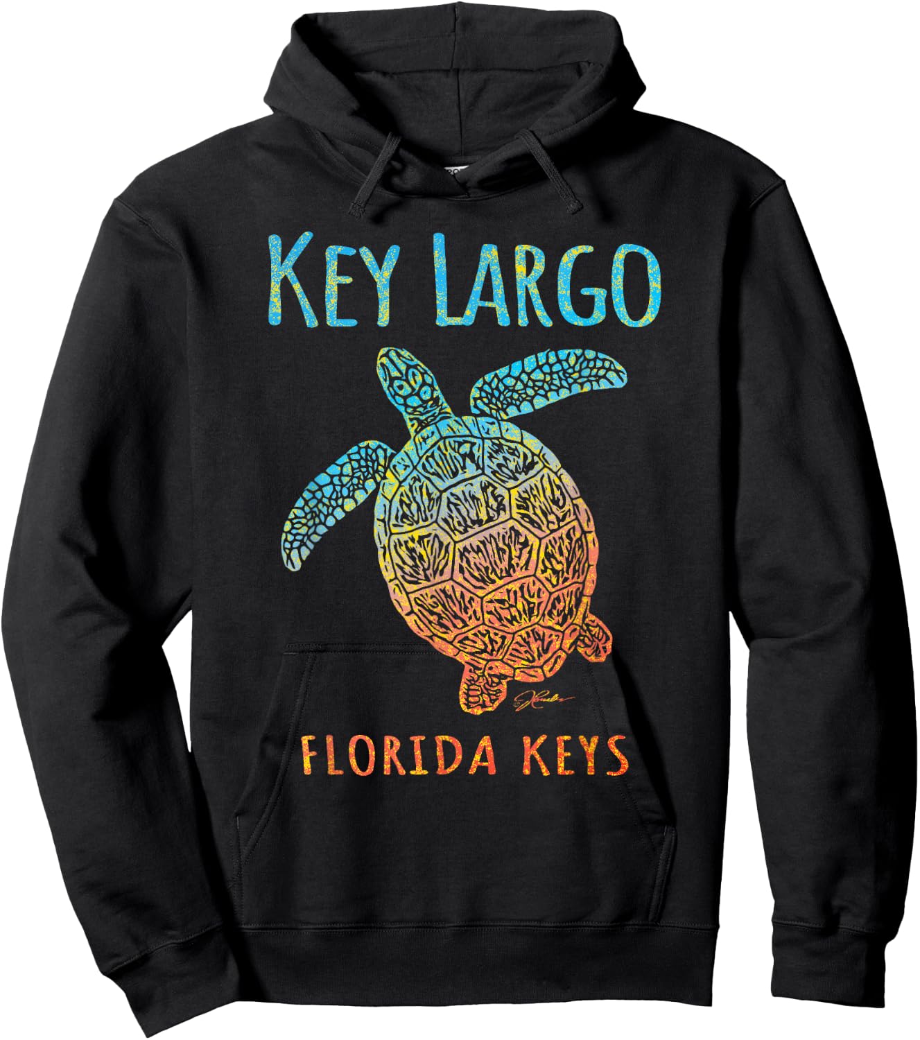 JCombs: Key Largo, FL, Sea Turtle, Beach Hoodie - Hoodie | Black