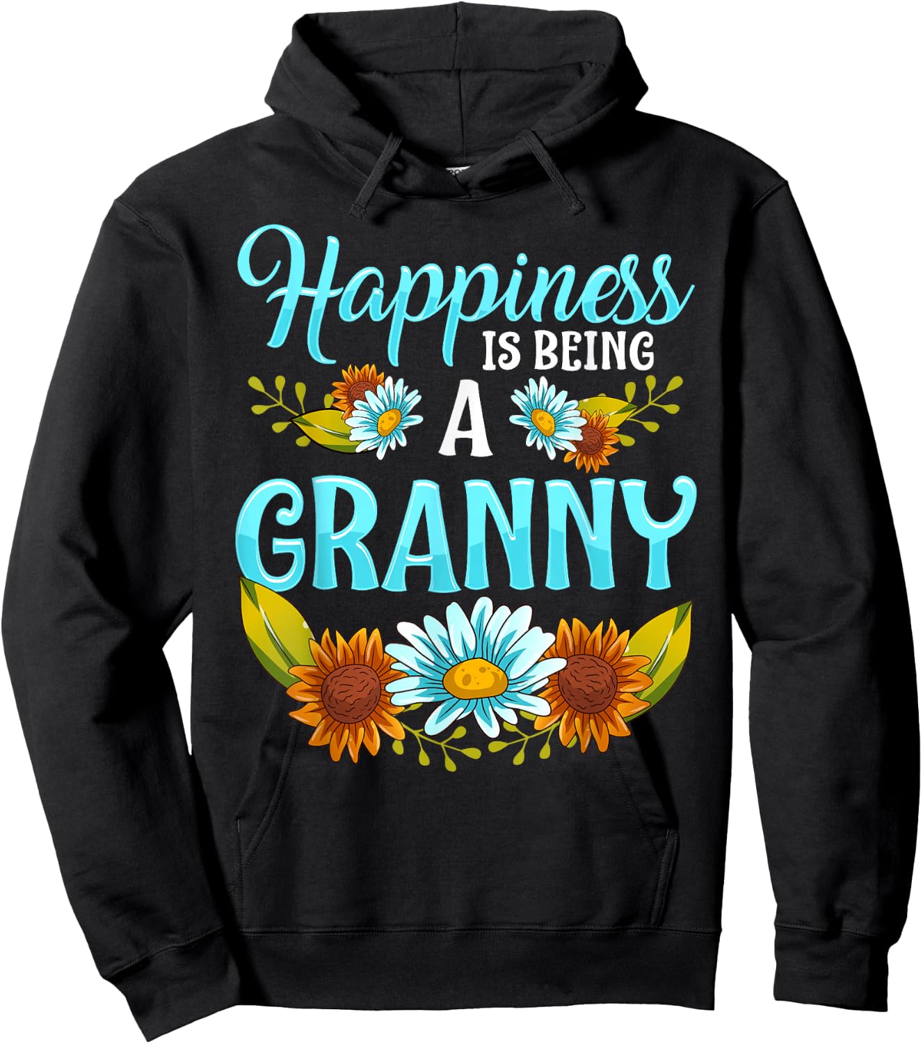 Happiness Is Being A Granny Cute Floral Mothers Day Gifts Hoodie - Hoodie | Black