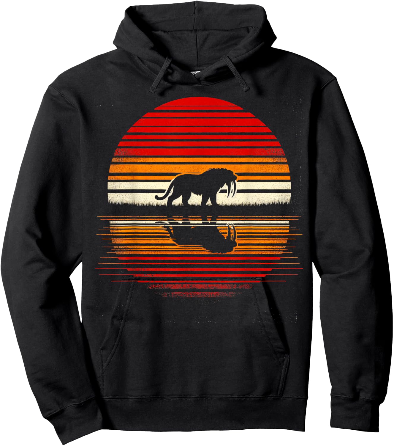 Saber-toothed Tiger Sunset Retro Style Safari Vintage 70s Hoodie - Hoodie | Black