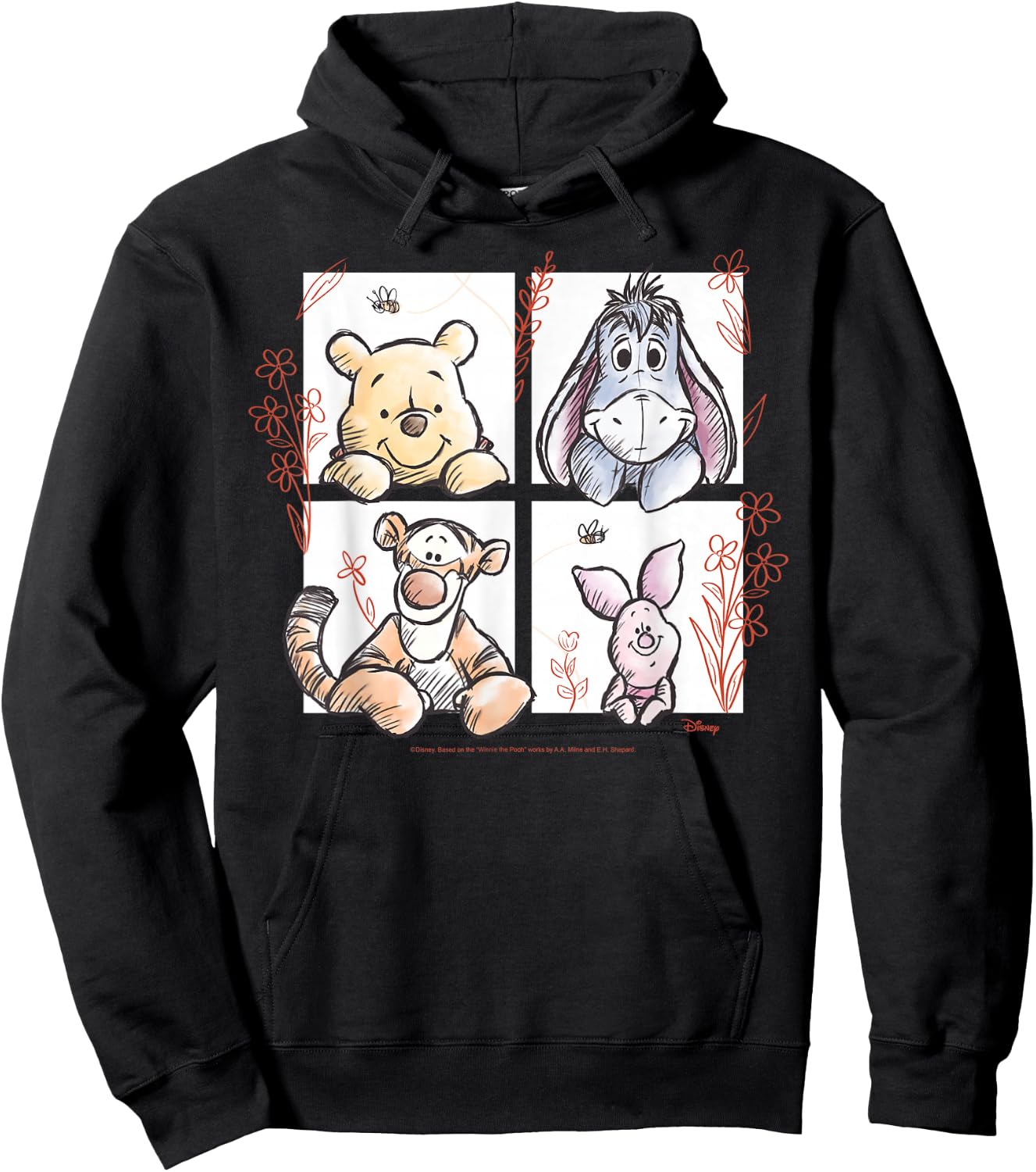 Winnie the Pooh - Pooh Eeyore Tigger And Piglet Hoodie - Hoodie | Black