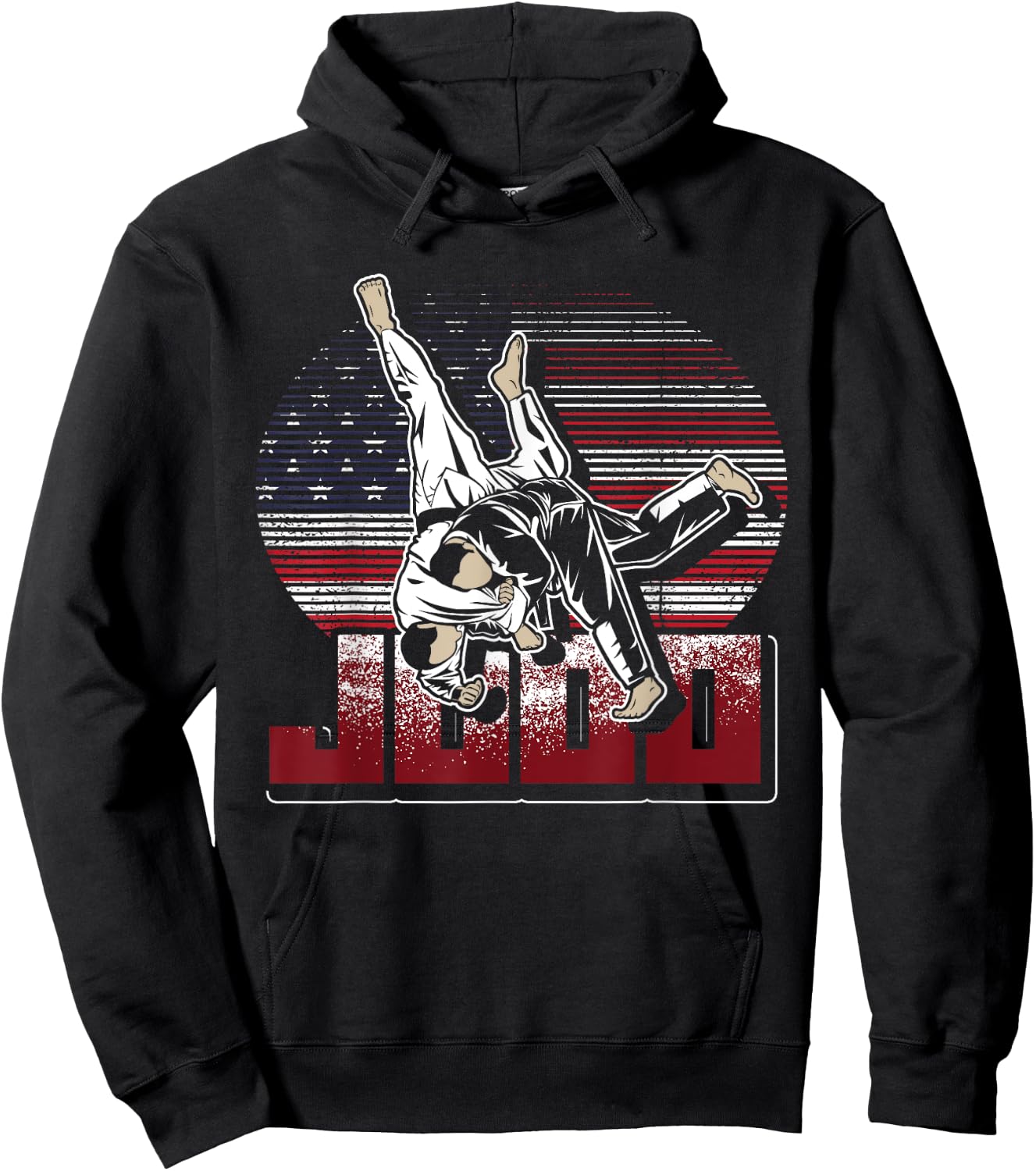 Martial Artist Gift Patriotic American Judoka USA Flag Judo Women Kids Men Hoodie - Hoodie | Black