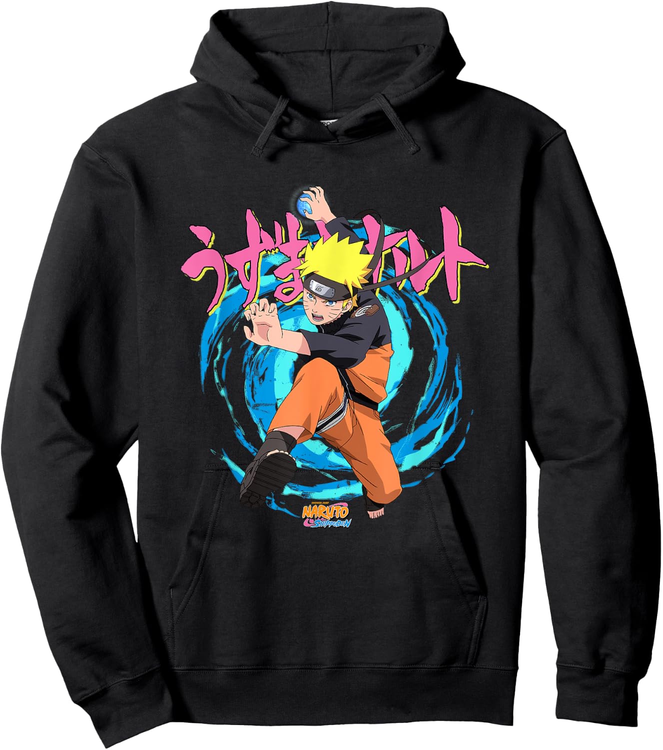 Naruto Shippuden Rasengan Jutsu Swirls Anime Hoodie - Hoodie | Black