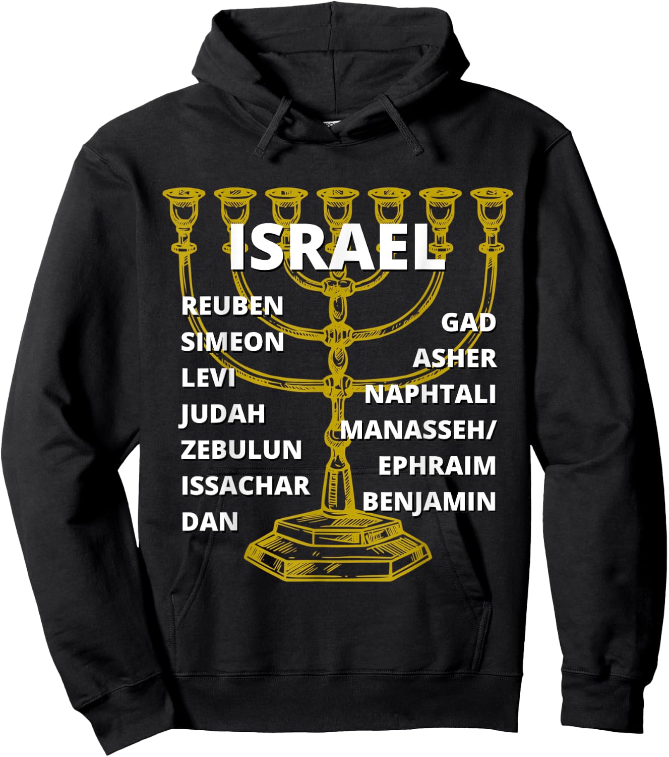 Tribes of Israel Menorah Hoodie - Hoodie | Black
