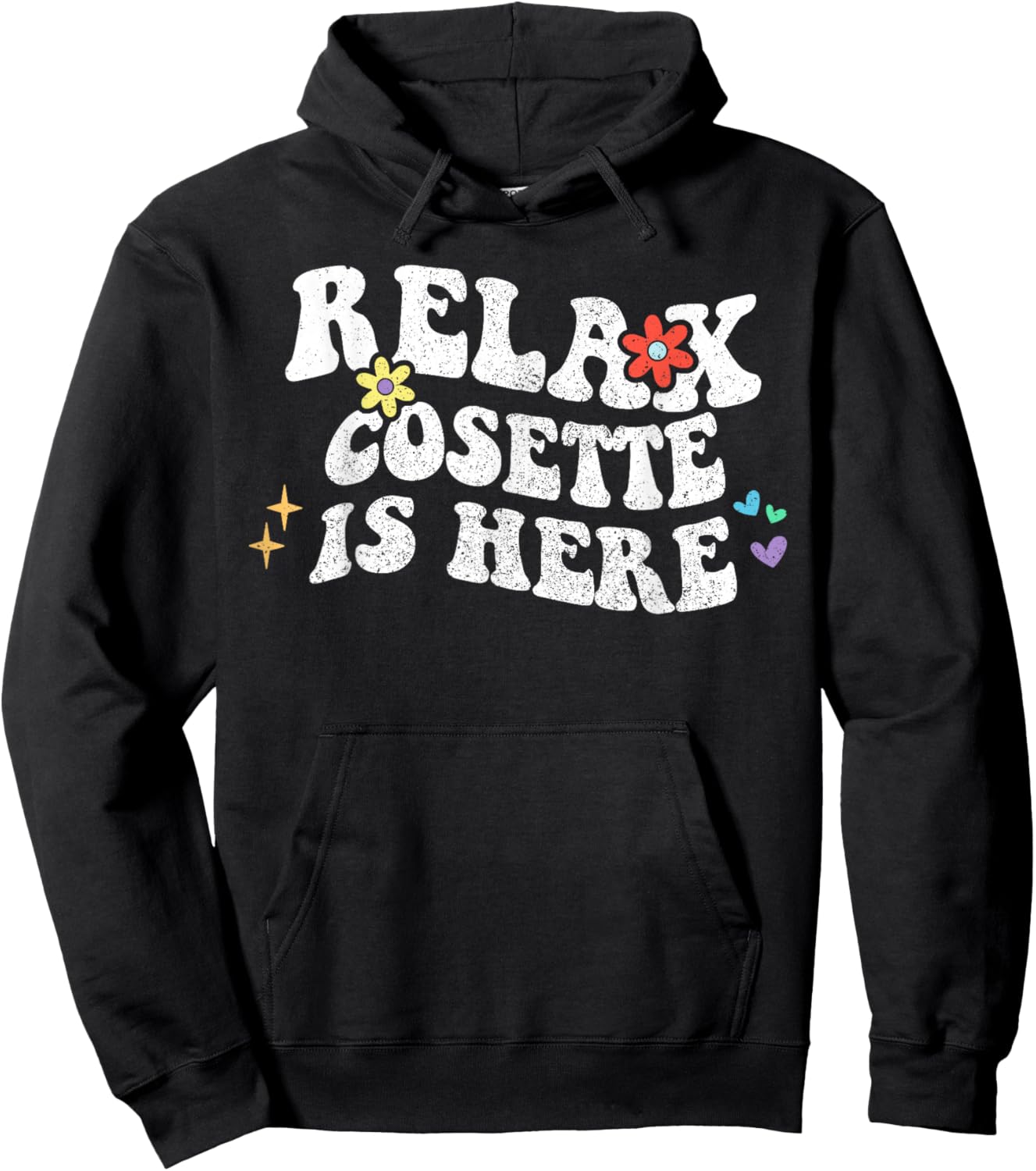 Retro Groovy Relax COSETTE Is Here Funny Mother's Day Name Hoodie - Hoodie | Black