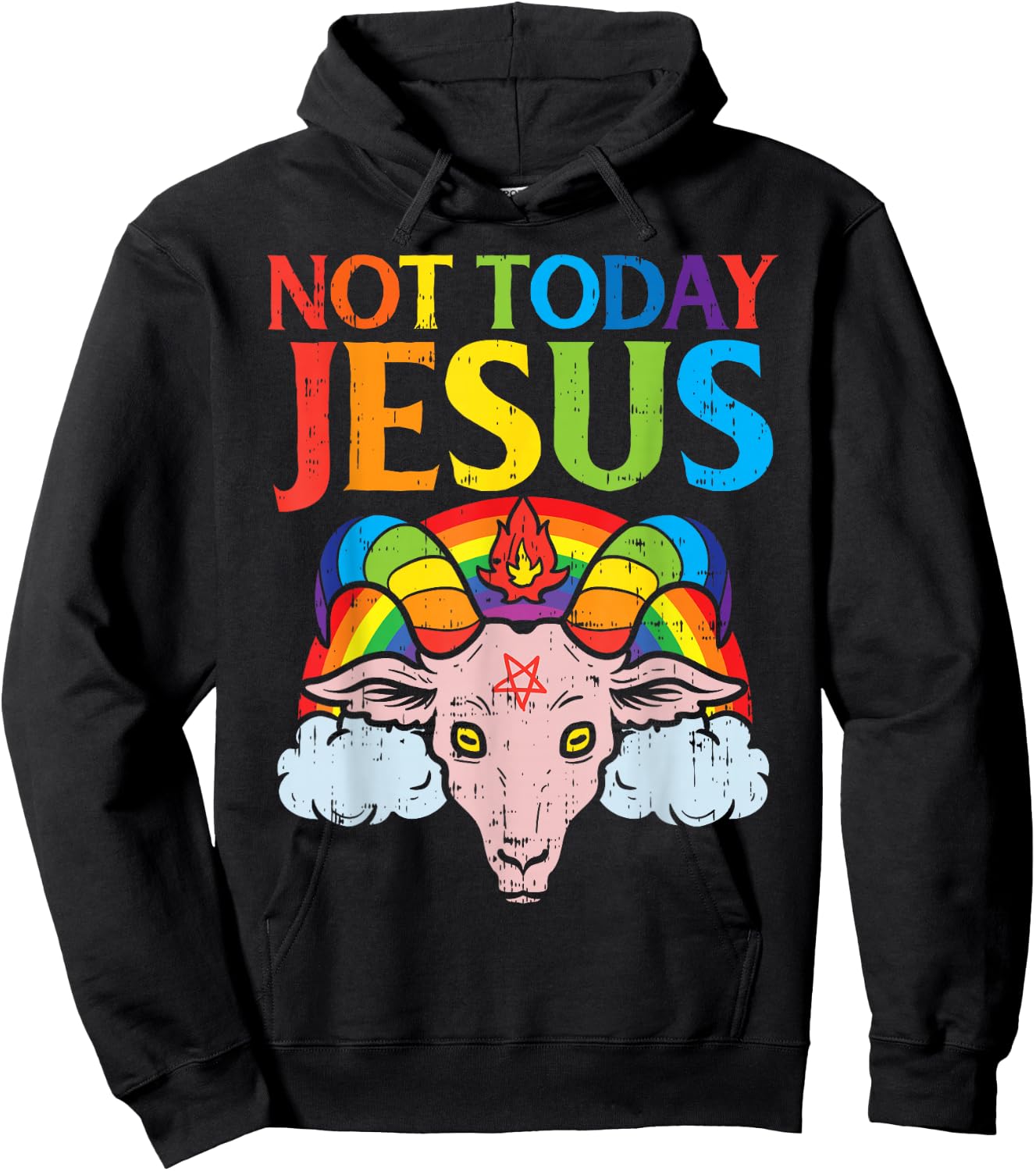 Today Not Jesus Satan Goat Satanic Rainbow Satanism Gift Hoodie - Hoodie | Black