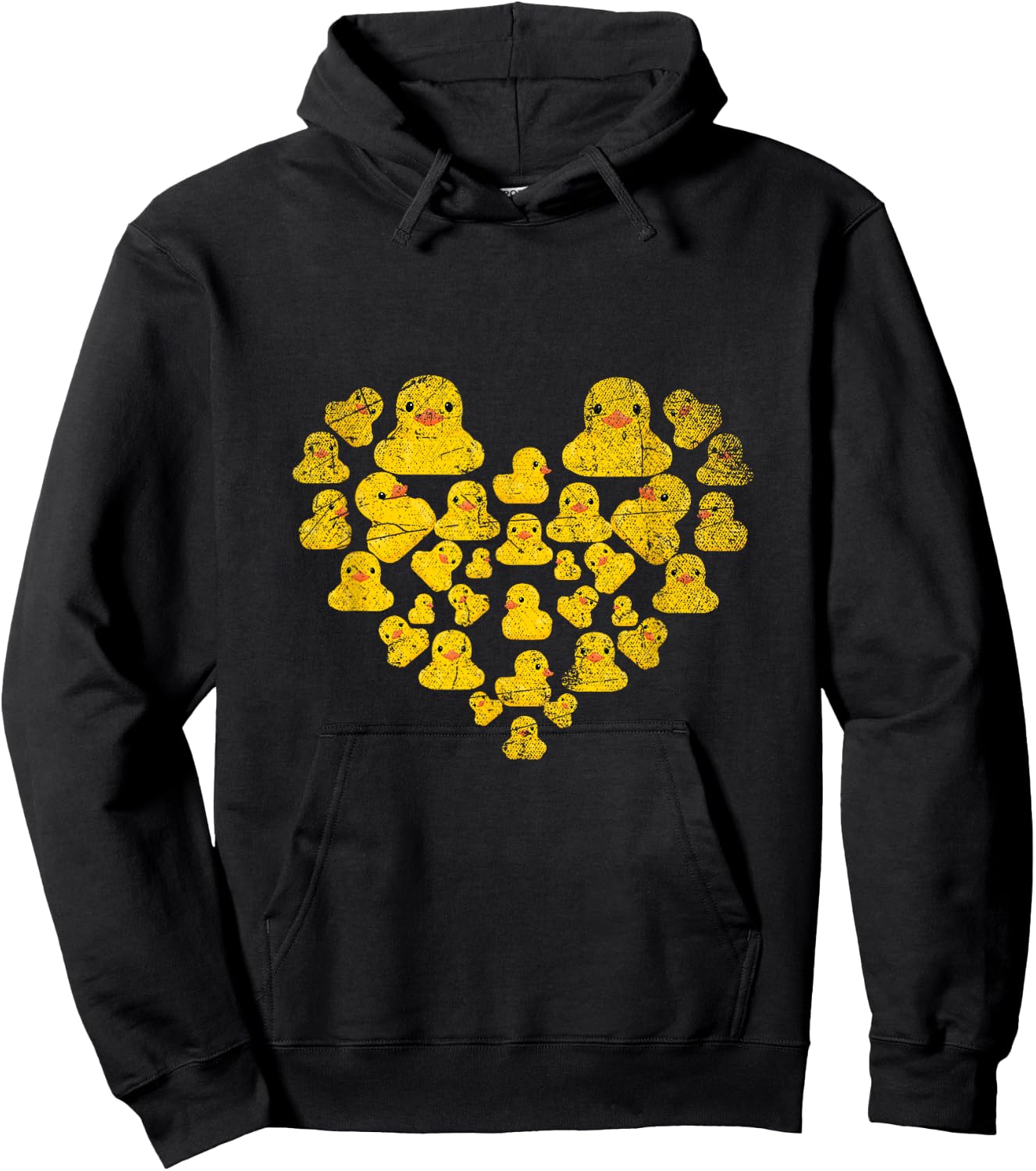 Cute Animal Lover Gift Heart Yellow Duck Hoodie - Hoodie | Black