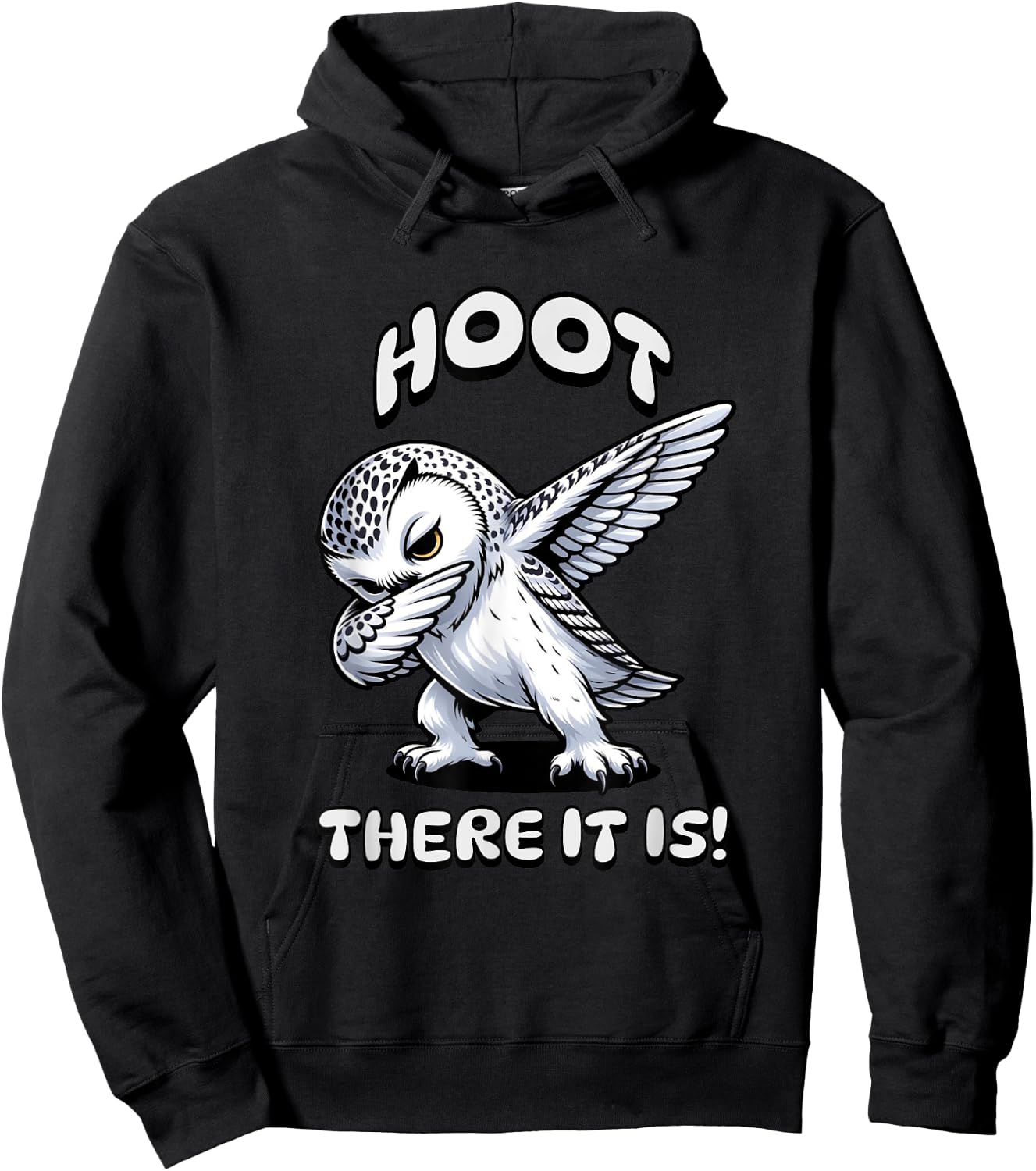 Cute Snow Owls "Hoot There It Is"- Snow Owl Lovers Hoodie - Hoodie | Black