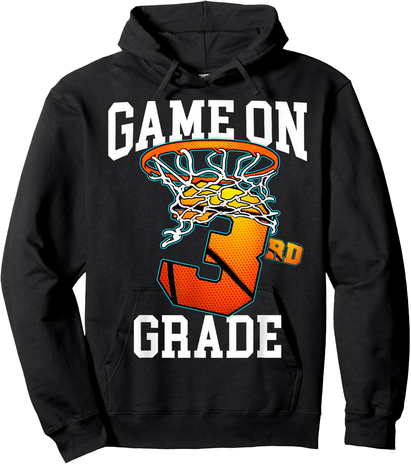 Game On 3rd Grade Basketball Back to School Student Boys Kid Hoodie - Hoodie | Black