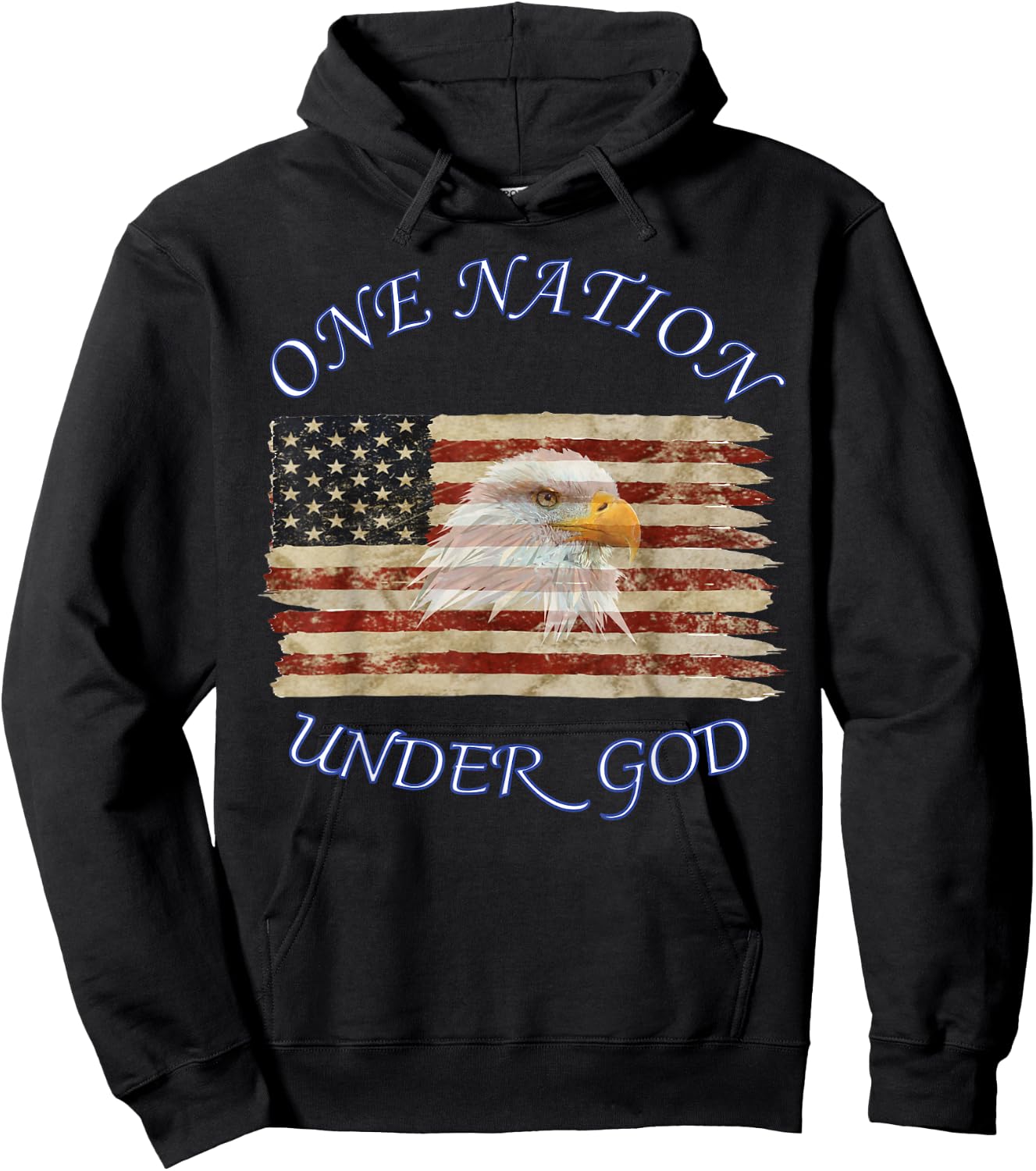 One Nation Under God Flag Christian Hoodie - Hoodie | Black