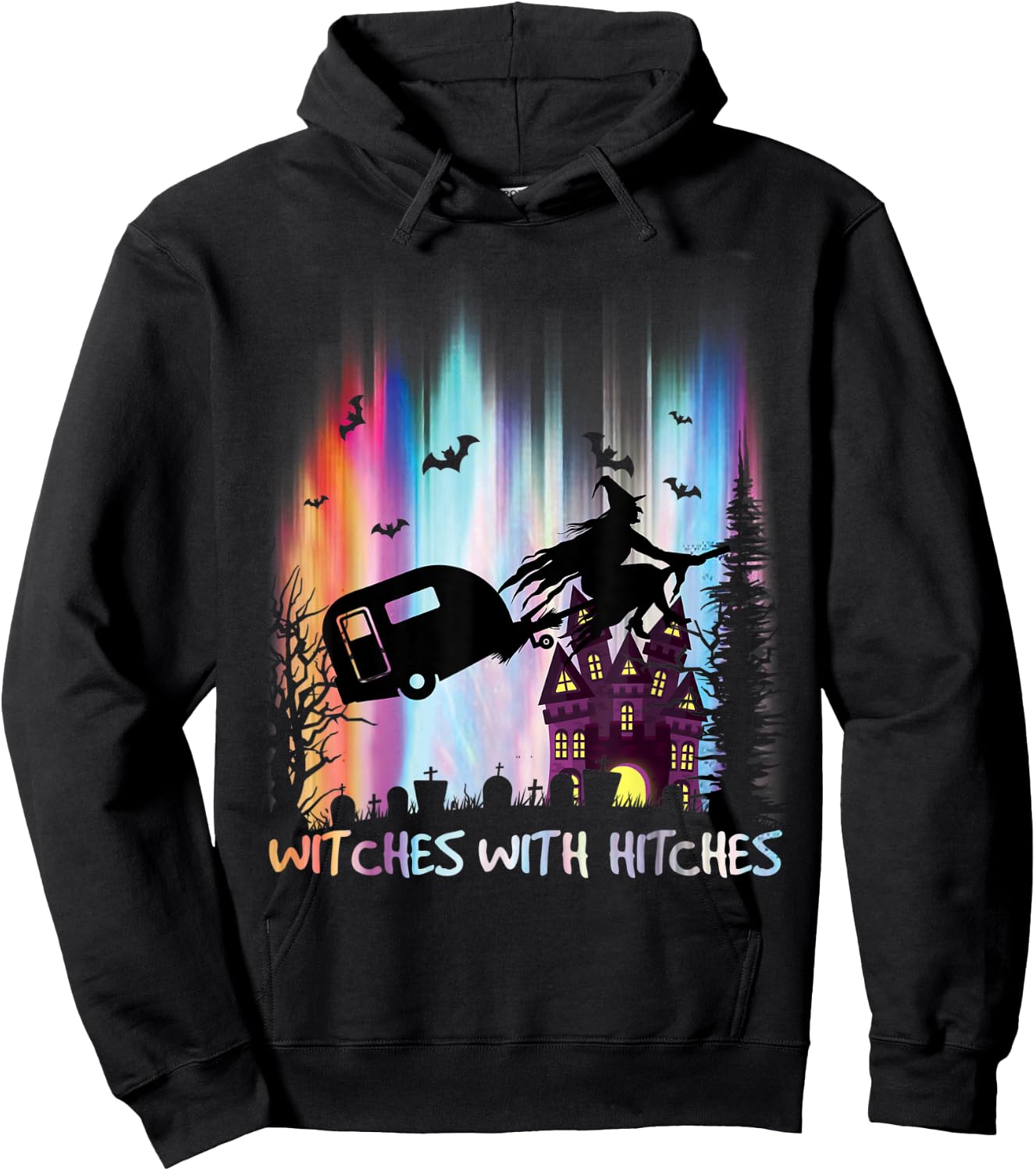 Witches With Hitches Funny Halloween Camping Hoodie - Hoodie | Black