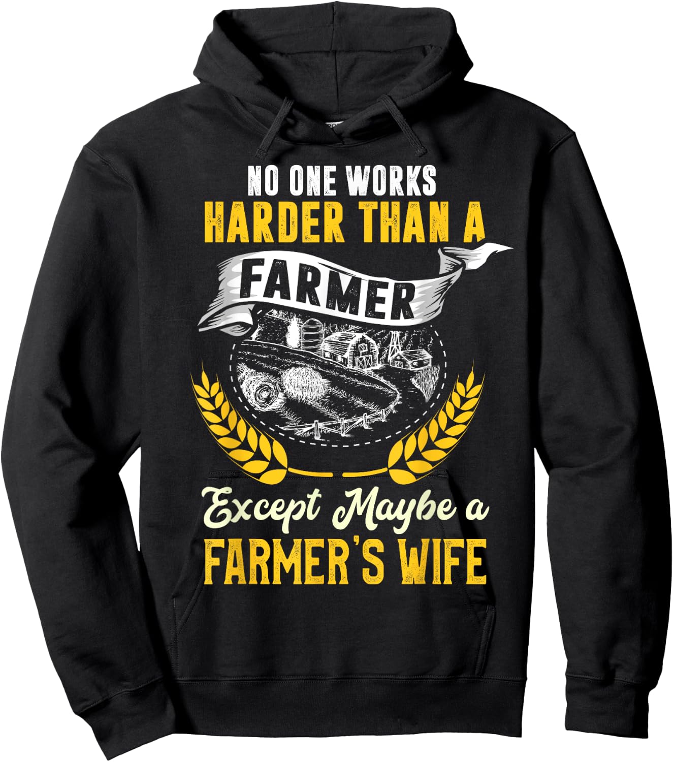 Funny No One Works Harder Than Farm Wife Farmer Girl Gift Hoodie - Hoodie | Black