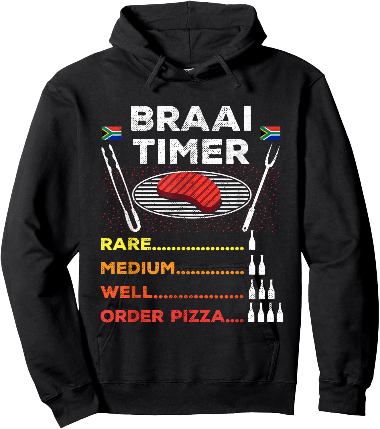 Braai Timer African BBQ Funny Family South Africa Flag Hoodie - Hoodie | Black