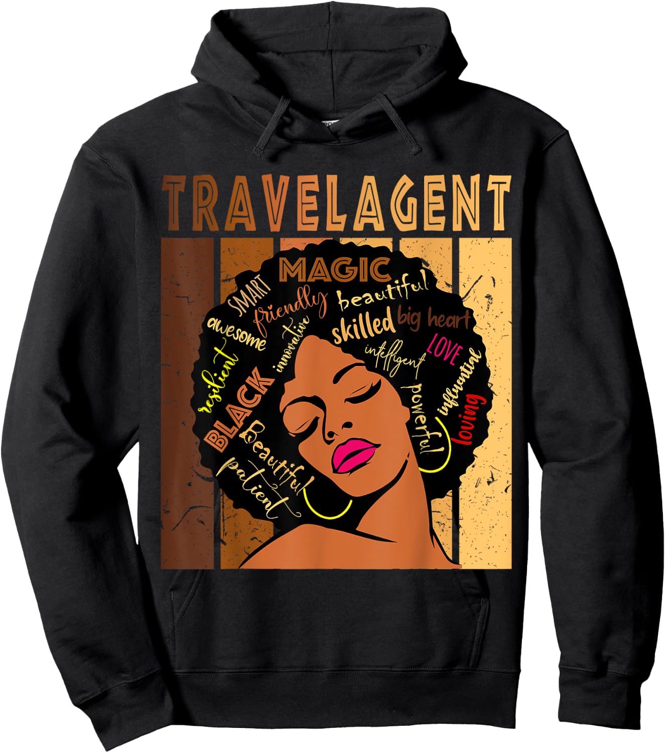 Black Travel Agent Strong Afro African American Women Hoodie - Hoodie | Black