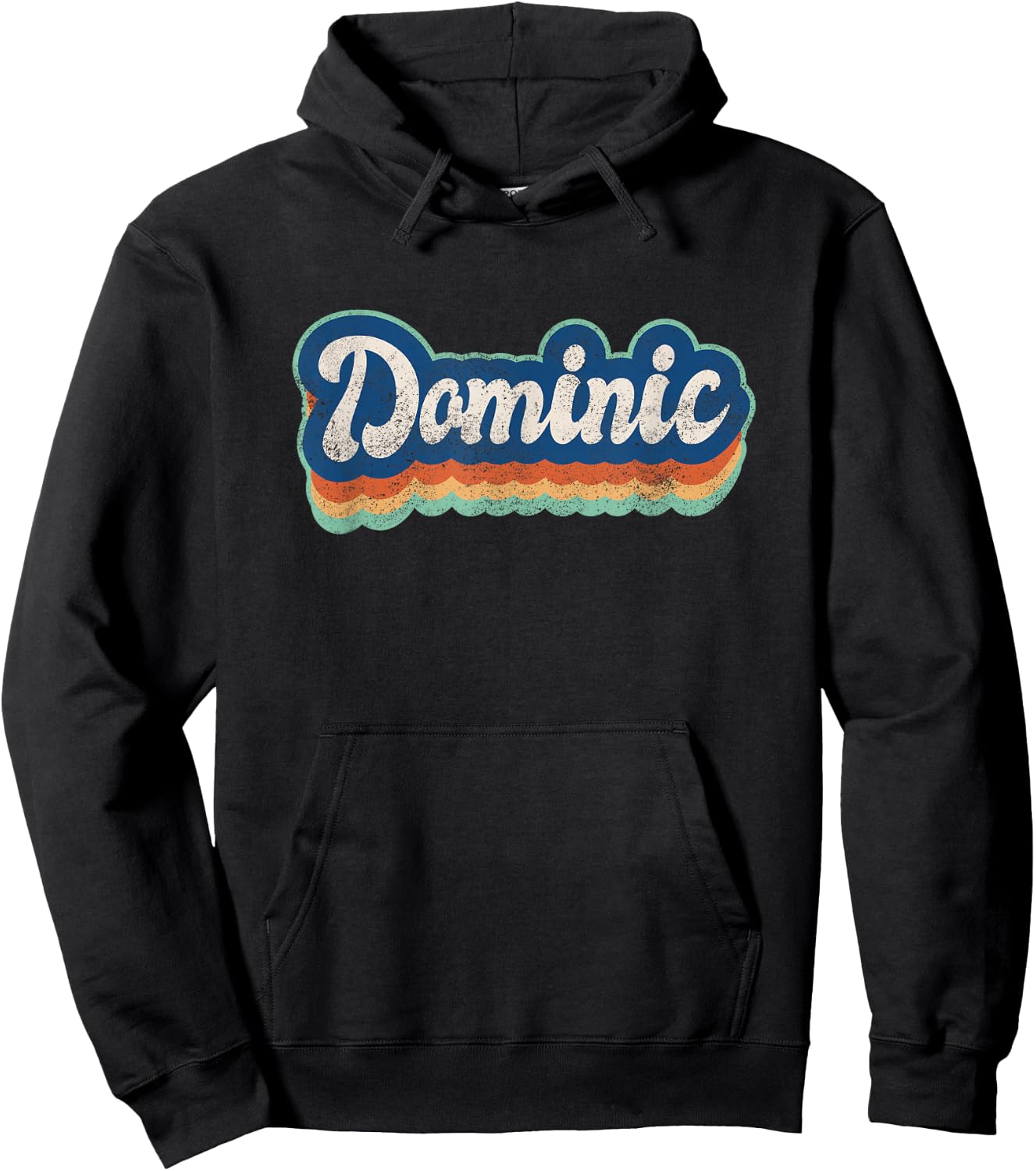 Dominic First Name Boy Vintage Style 70s 80s Personalized Hoodie - Hoodie | Black
