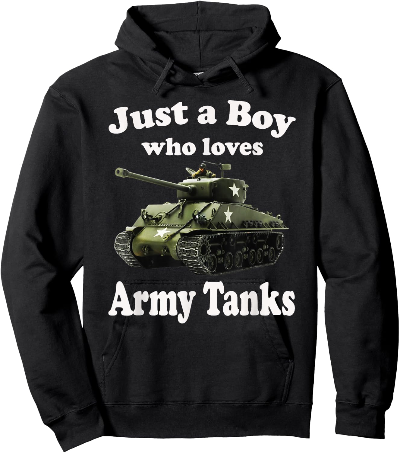 Just A Boy Who Loves Tanks & Sherman M4 American WW2 Tank Hoodie - Hoodie | Black