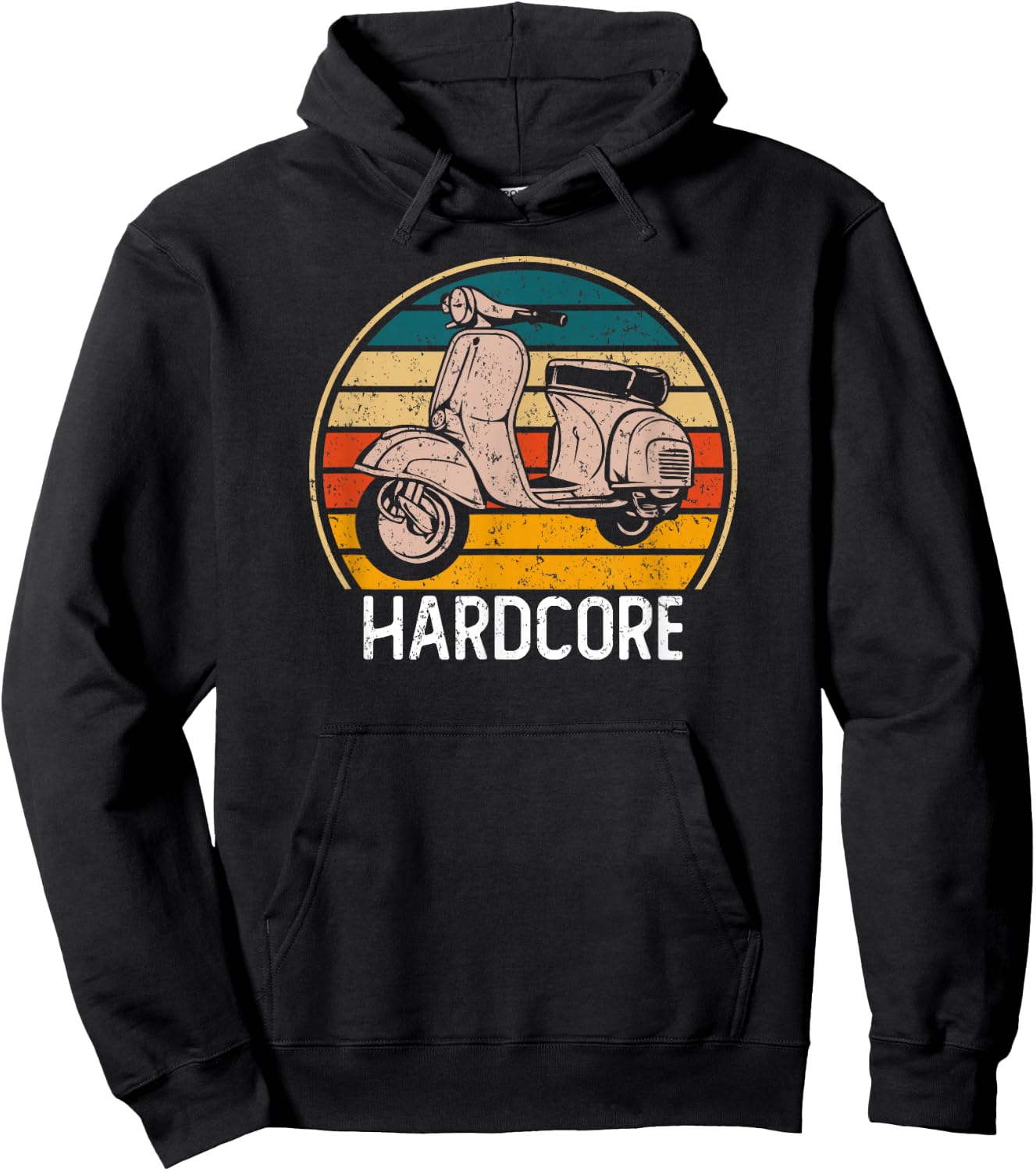 Hardcore Moped Life Funny Scooter Driver Retro Bike Gift Hoodie - Hoodie | Black