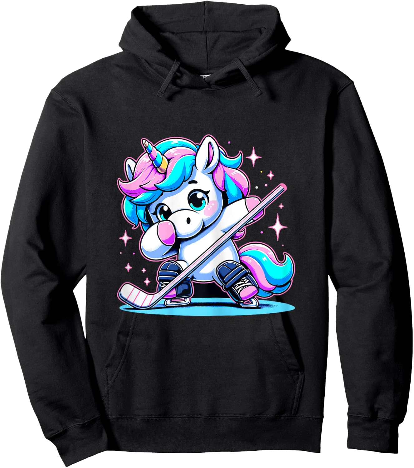 Ice Hockey Unicorn Kawaii Ice Hockey Sister Mom Hoodie - Hoodie | Black