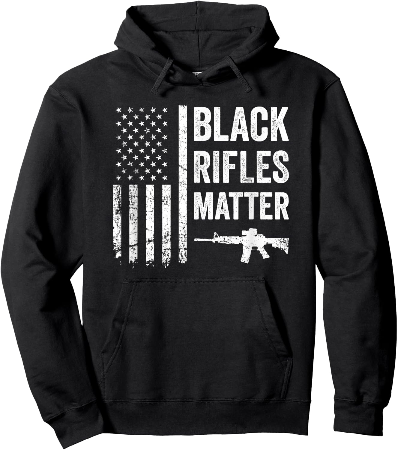 Black Rifles Matter - Funny Pro Gun Rights American Flag Hoodie - Hoodie | Black