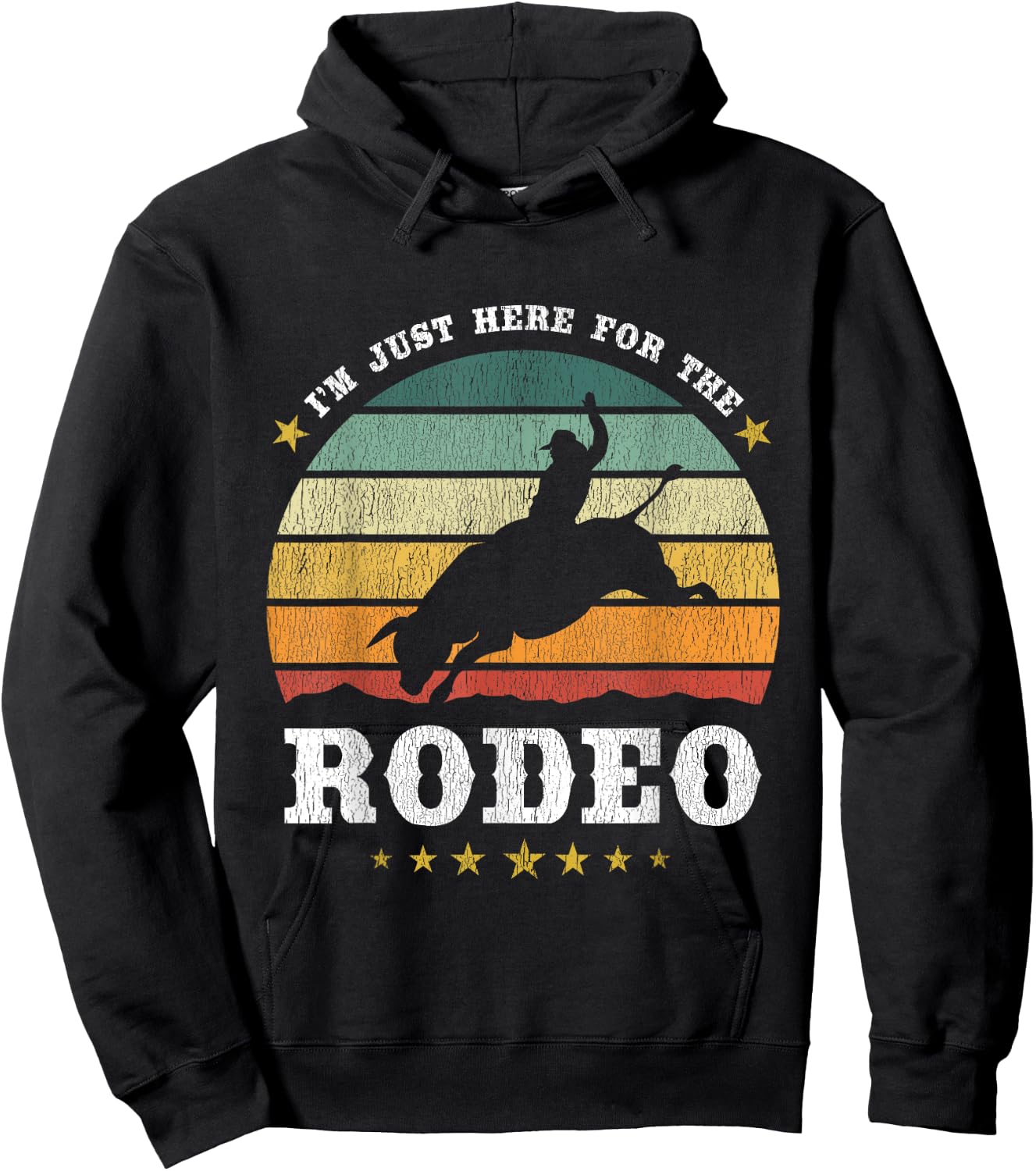 I'm Just Here For The Rodeo Western Texan Retro Design Hoodie - Hoodie | Black