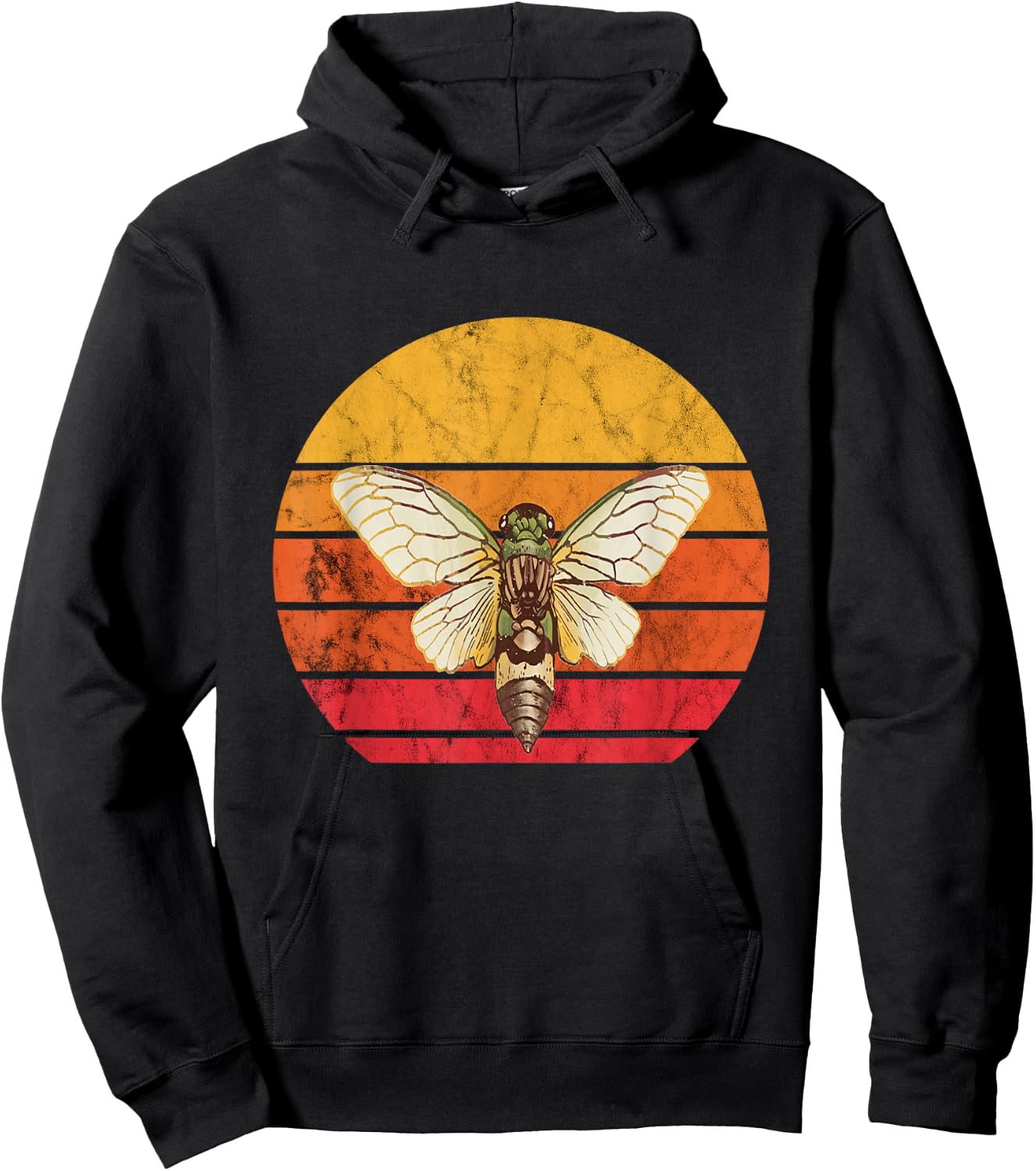 Cicada Brood Vintage Retro Sunset Magicicada Swarm Insect Hoodie - Hoodie | Black