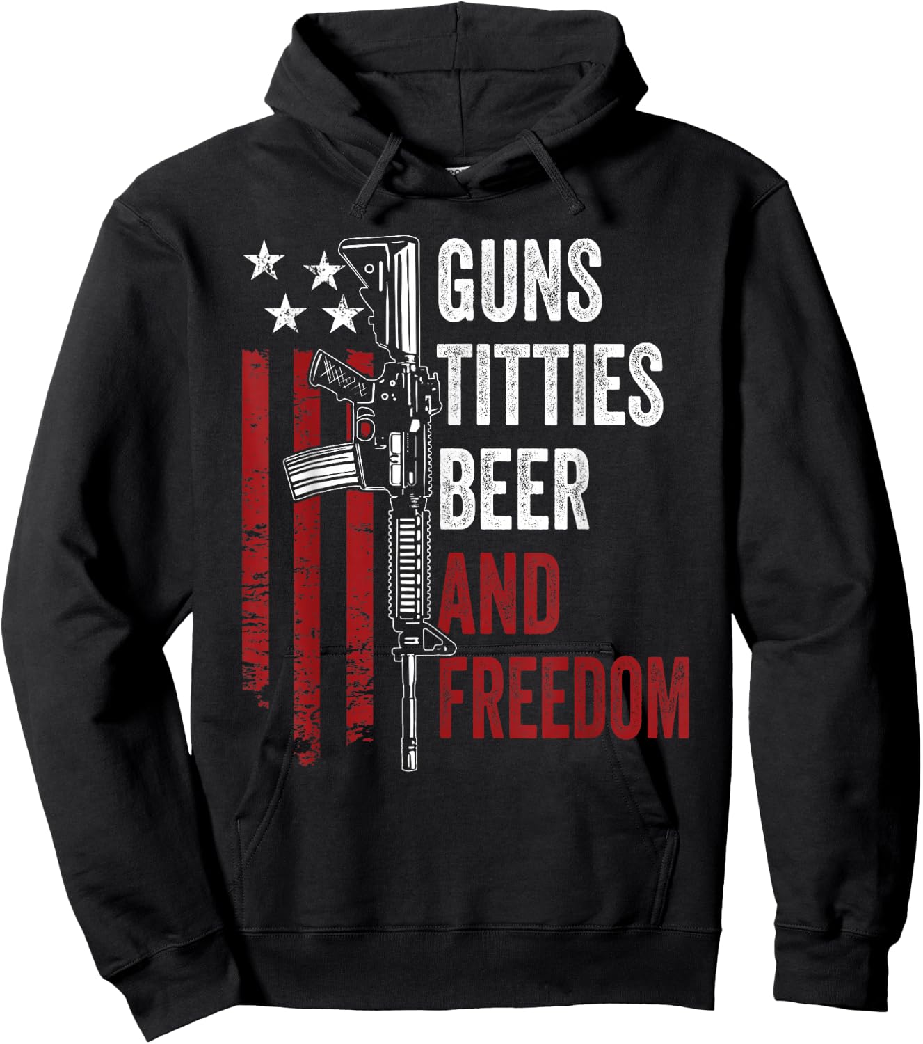 Guns Titties Beer & Freedom - Funny Guns Drinking USA Hoodie - Hoodie | Black