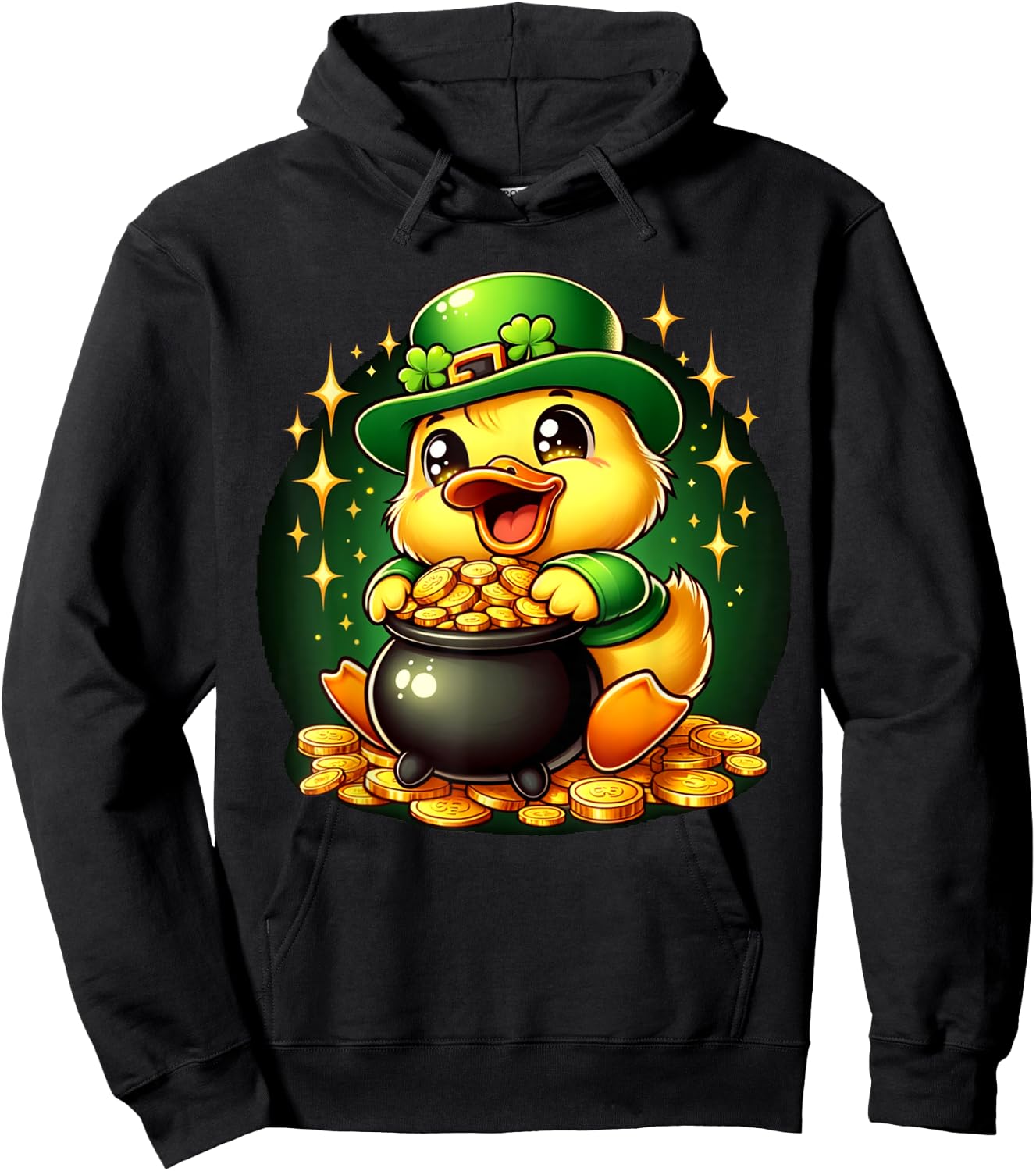 Duck Leprechaun Cute Funny Duck St. Patricks Day Hoodie - Hoodie | Black