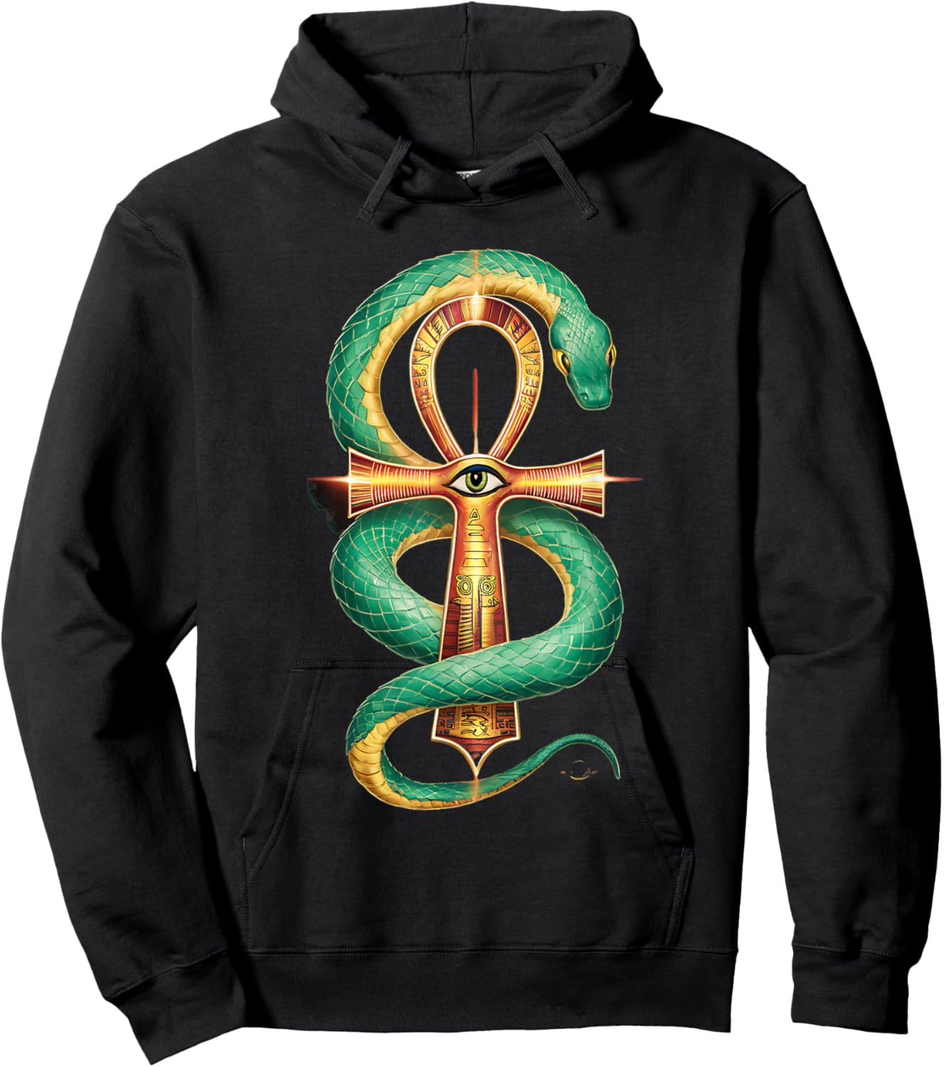 Ankh All Seeing Eye Ancient Egyptian Mythology Snake God Hoodie - Hoodie | Black