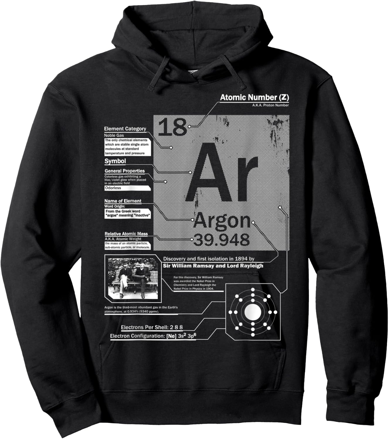 Argon (Ar) Element | Atomic Number 18 Science Hoodie - Hoodie | Black