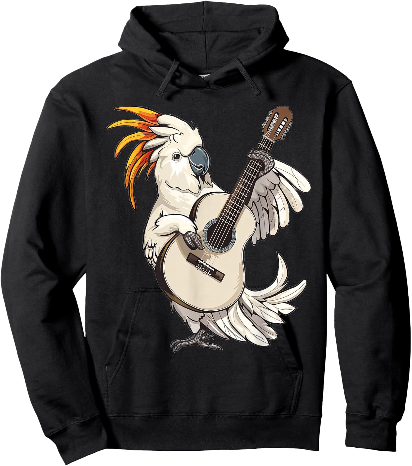 Umbrella Cockatoo Playing The Guitar Hoodie - Hoodie | Black