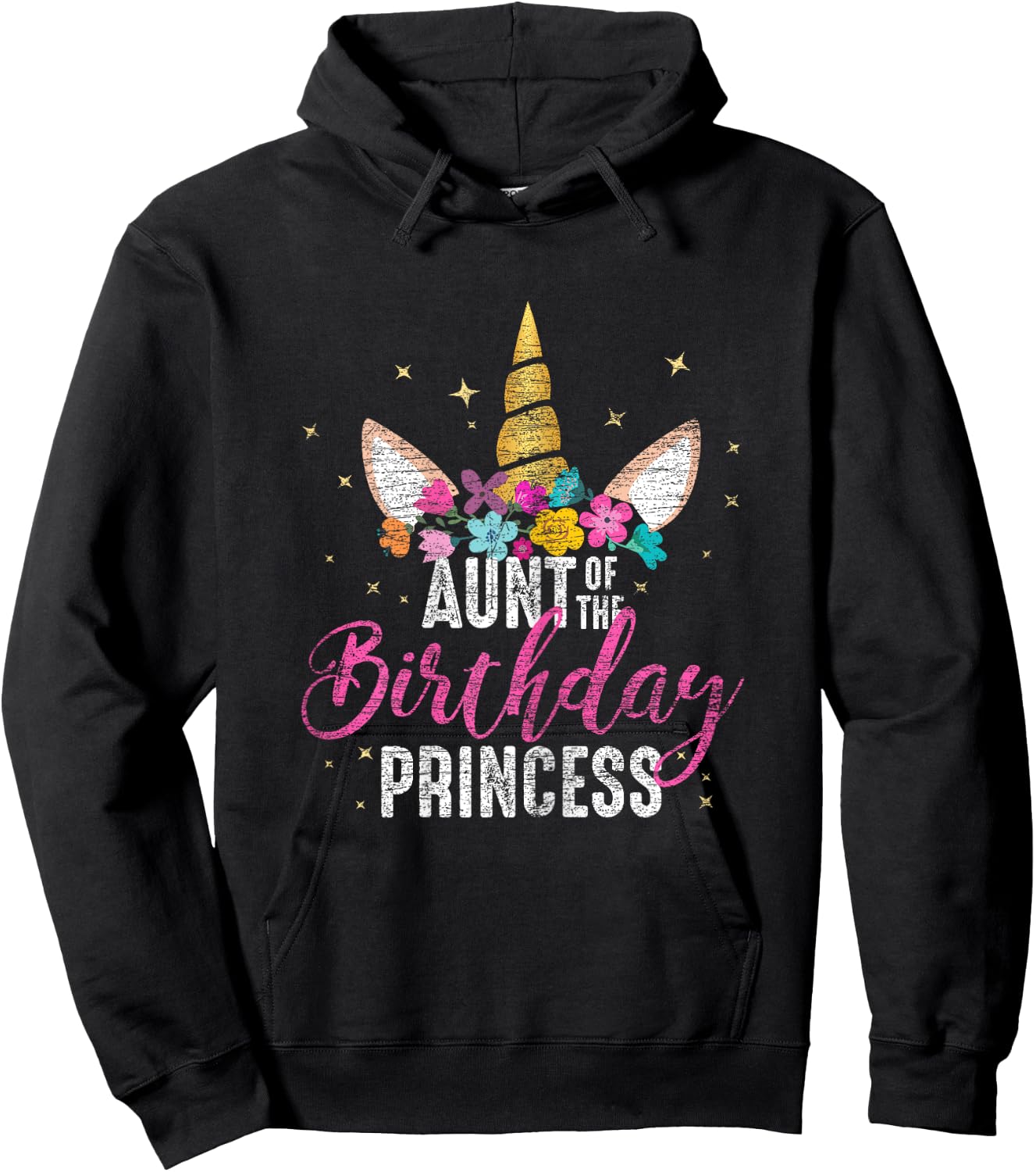 Aunt Of The Birthday Princess Aunt Gift Unicorn Birthday Hoodie - Hoodie | Black