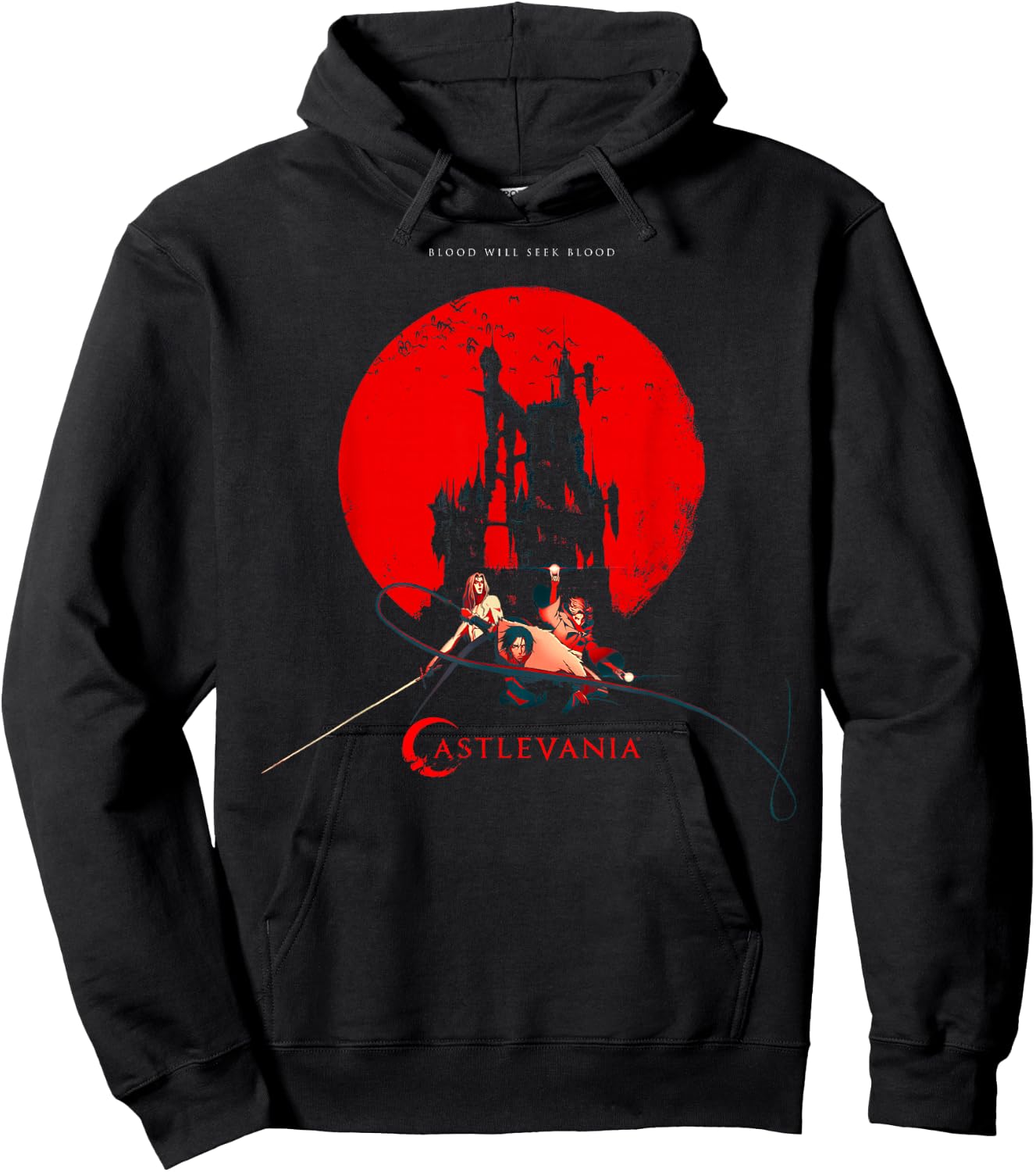 Netflix Castlevania Heroes Red Moon Hoodie - Hoodie | Black