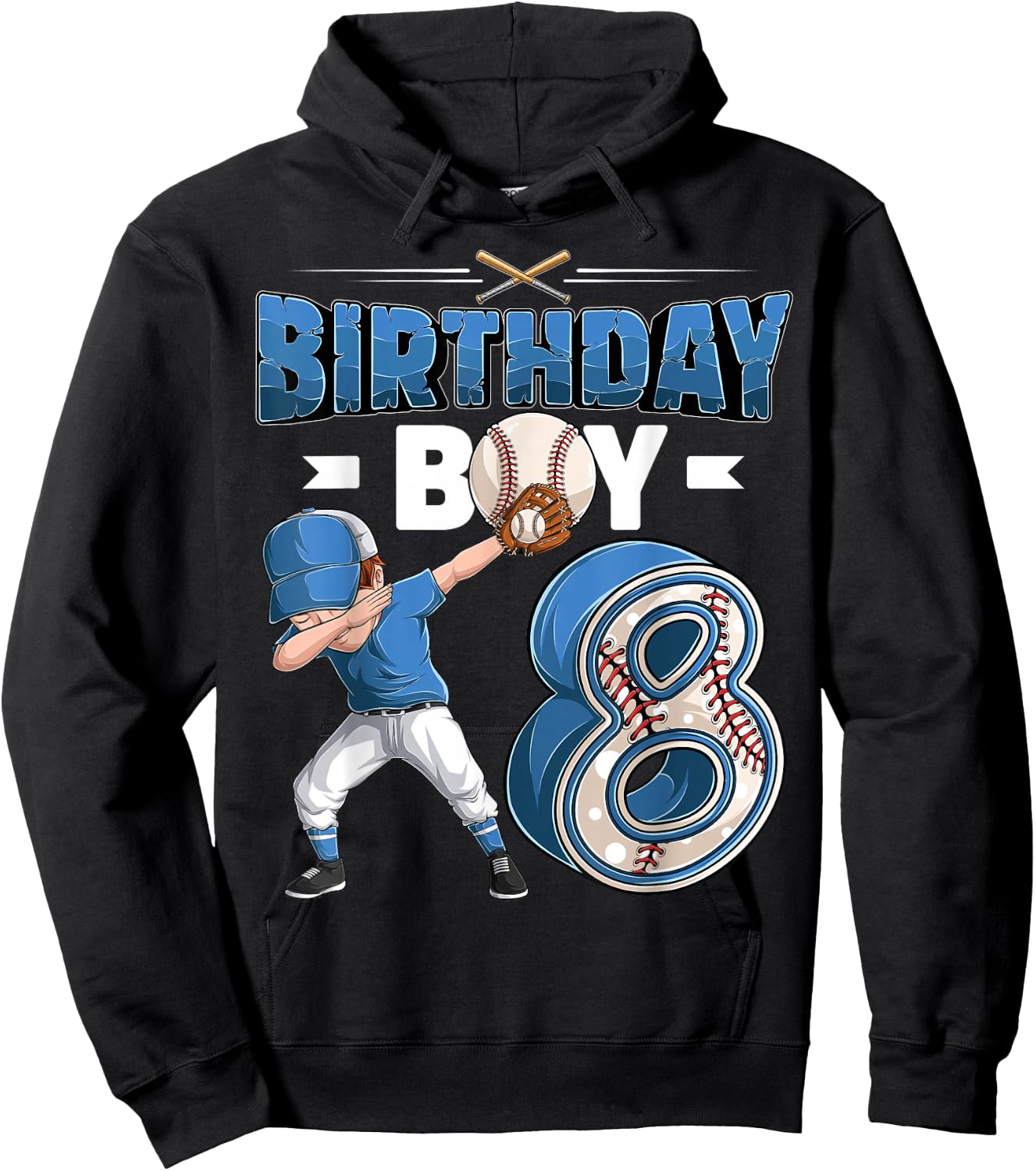 Dabbing boy 8 Year Old Baseball Player 8th Birthday Party Hoodie - Hoodie | Black