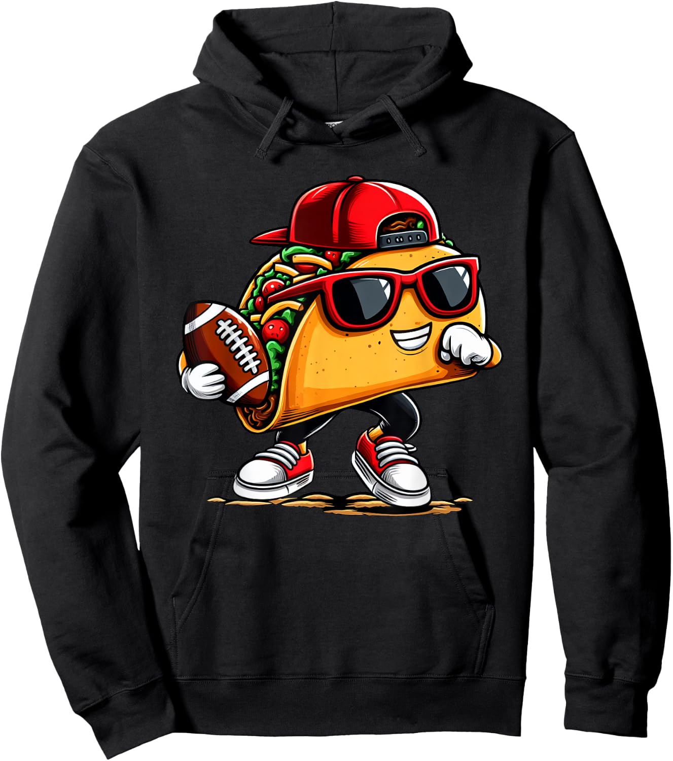Taco Playing Football Mexican Cinco De Mayo Kids Boys Men Hoodie - Hoodie | Black