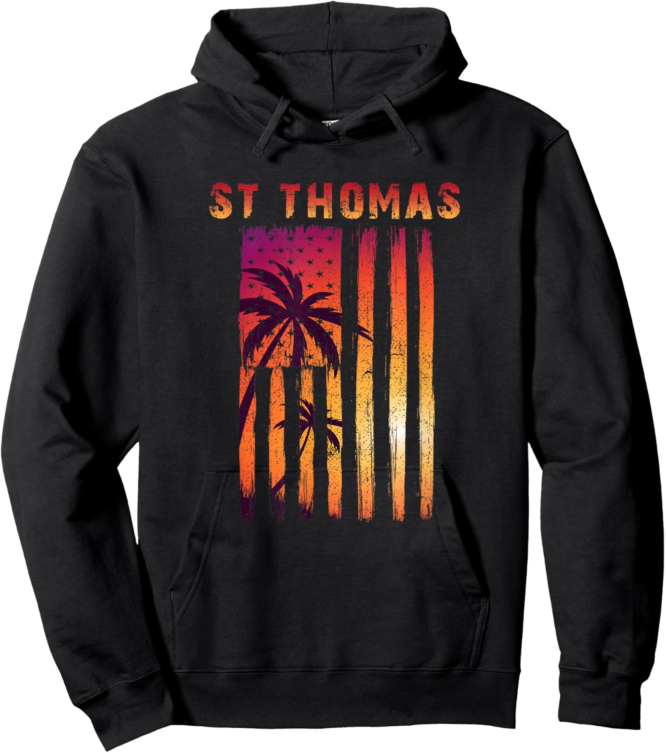 Vintage St. Thomas, US Virgin Islands Patriotic Flag Women Men Hoodie - Hoodie | Black