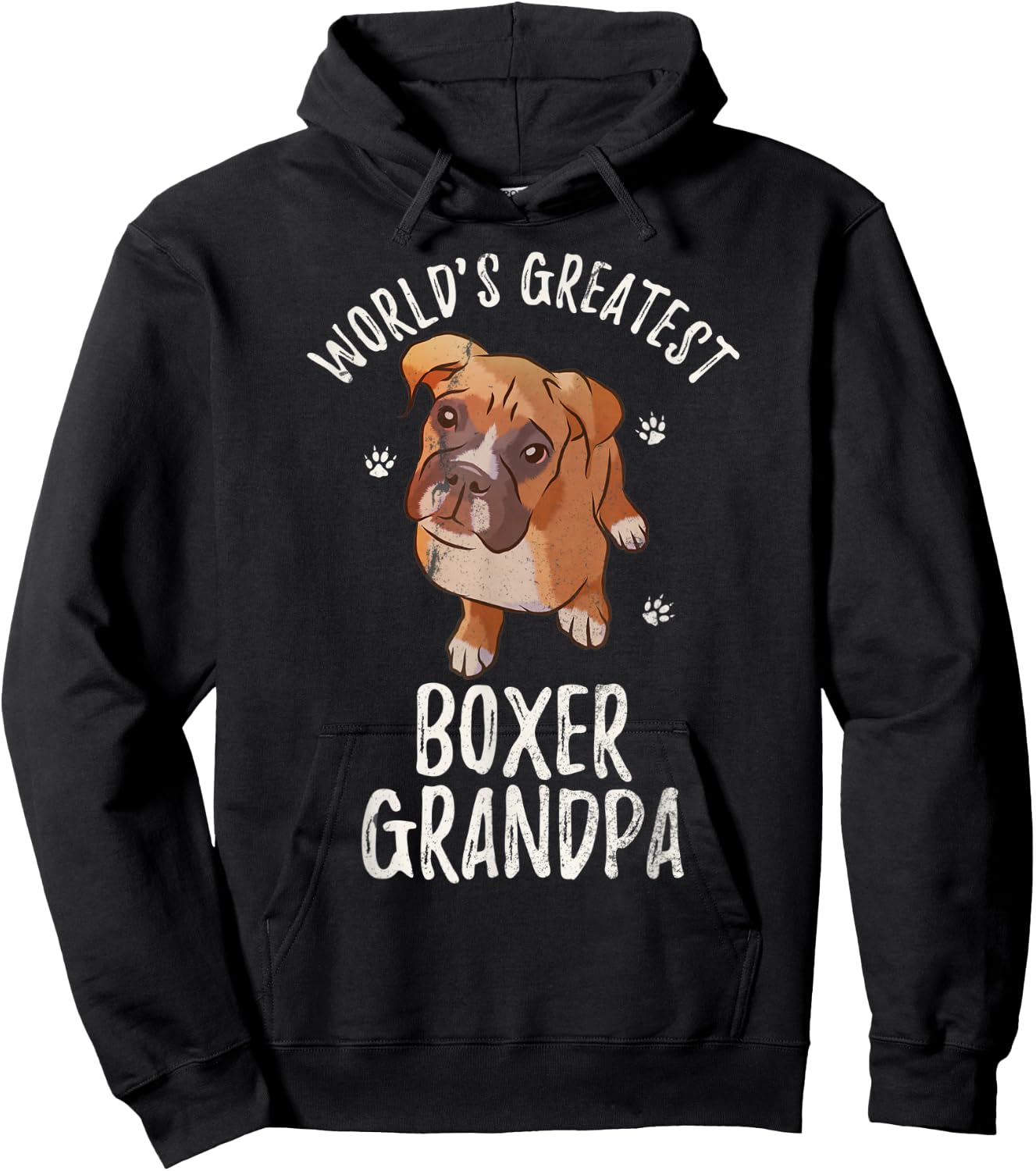 Vintage World's Greatest Boxer Grandpa Funny Puppy Pet Lover Hoodie - Hoodie | Black