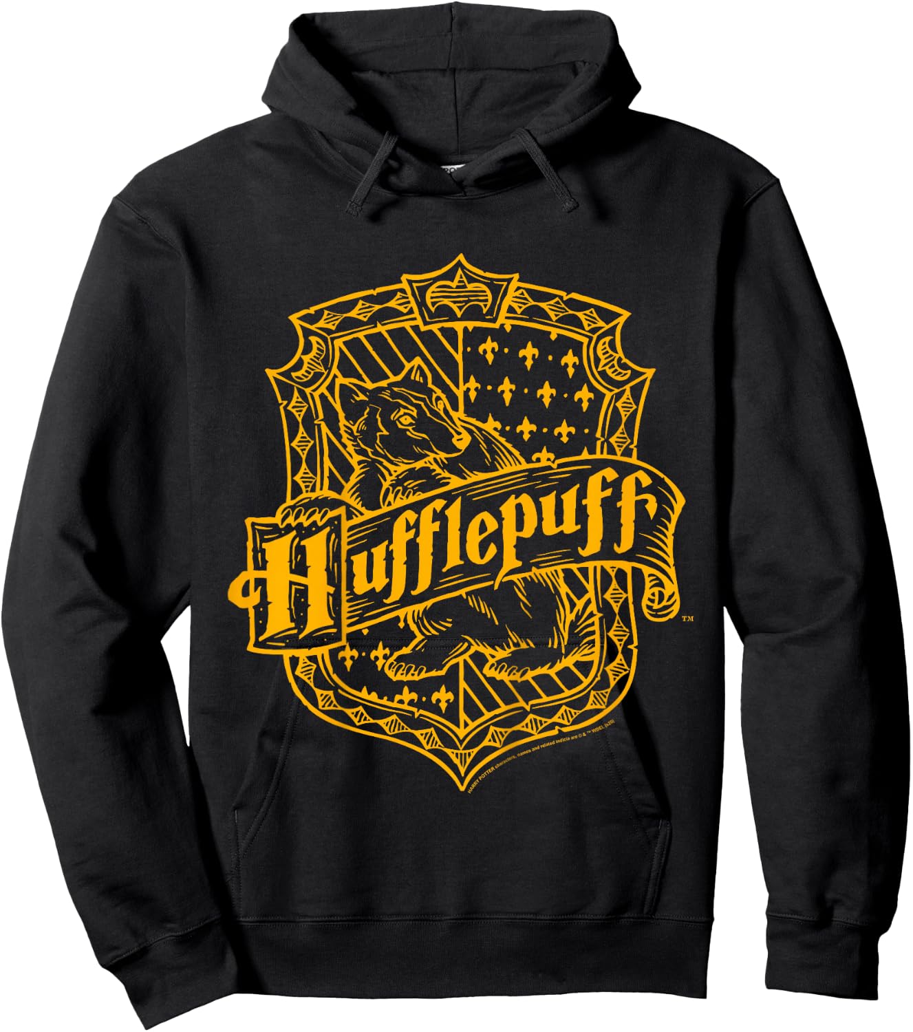 Kids Harry Potter Hufflepuff Detailed Crest Hoodie - Hoodie | Black