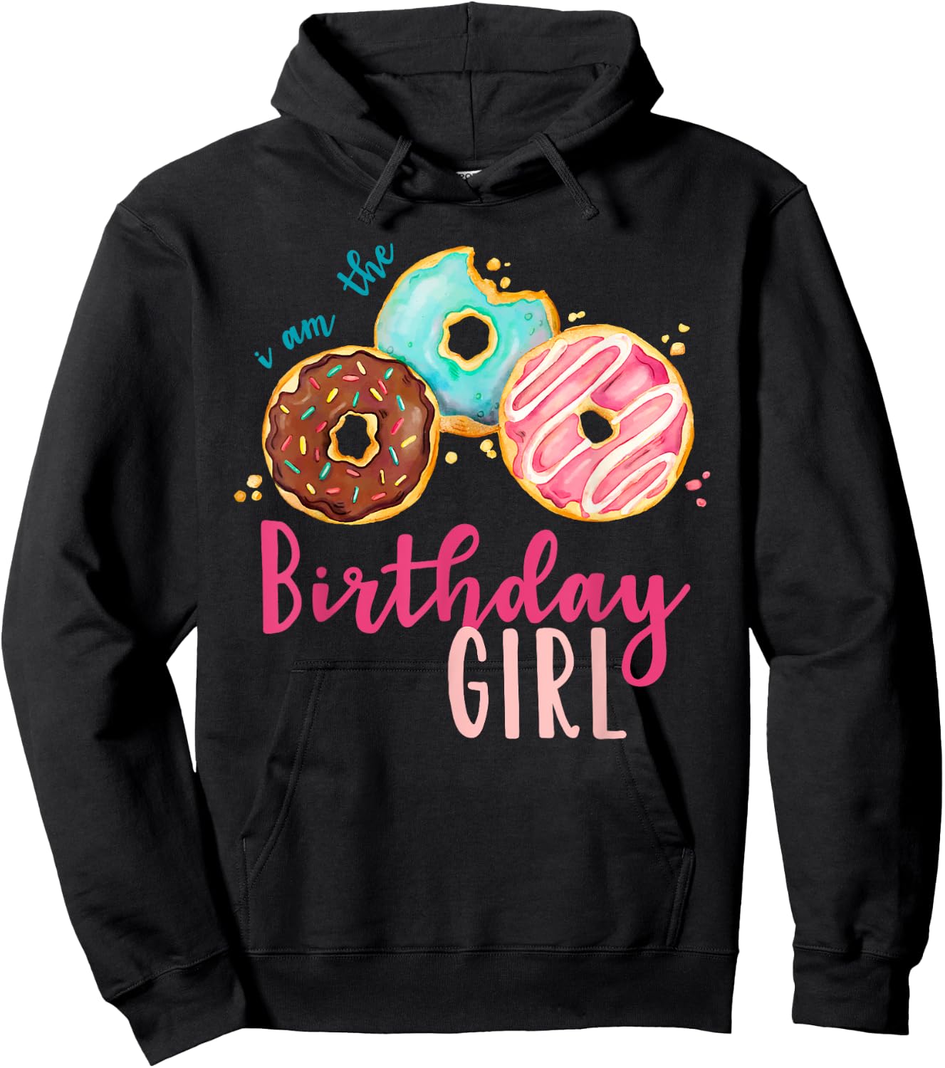 The Birthday Girl Donut Birthday Party Theme Family Hoodie - Hoodie | Black