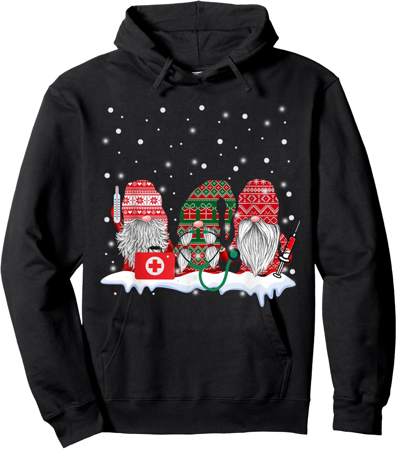 Funny Nurse Gnomes Santa Christmas Nursing Lover Gifts Hoodie - Hoodie | Black