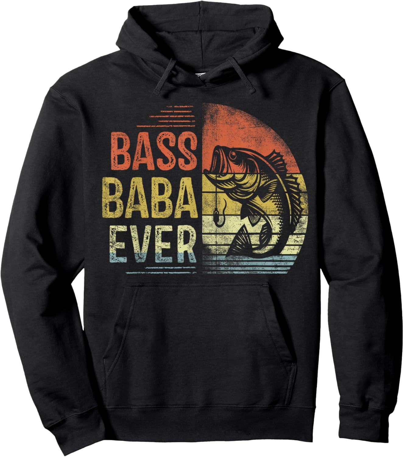 Bass Baba Ever Fishing Gifts Baba Birthday Vintage Hoodie - Hoodie | Black